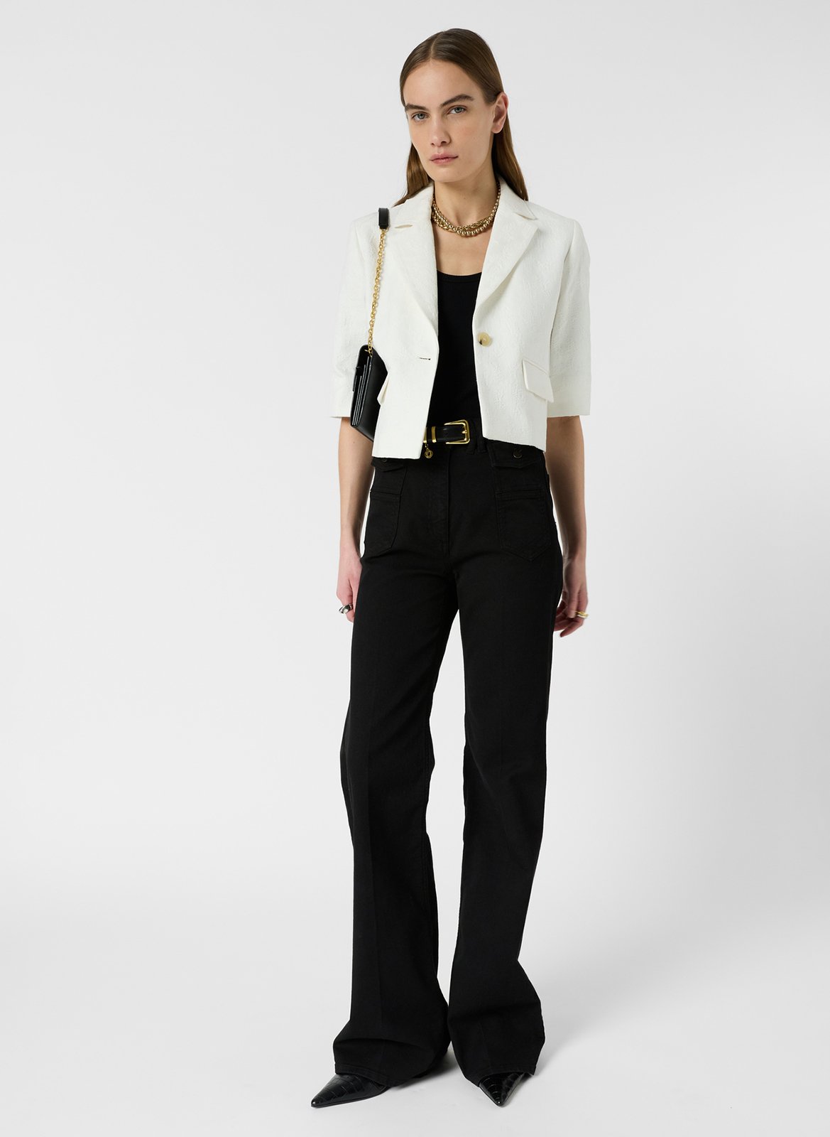 Recht, katoenen jasje met reverskraag GERARD DAREL Wit