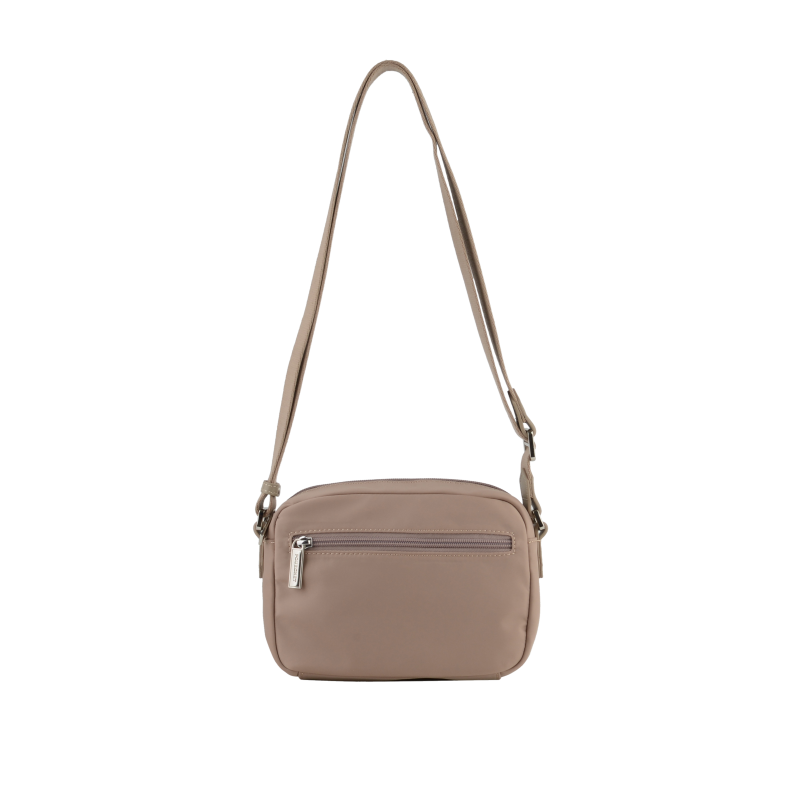 Crossbody bag in canvas trimmed with leather Brown
