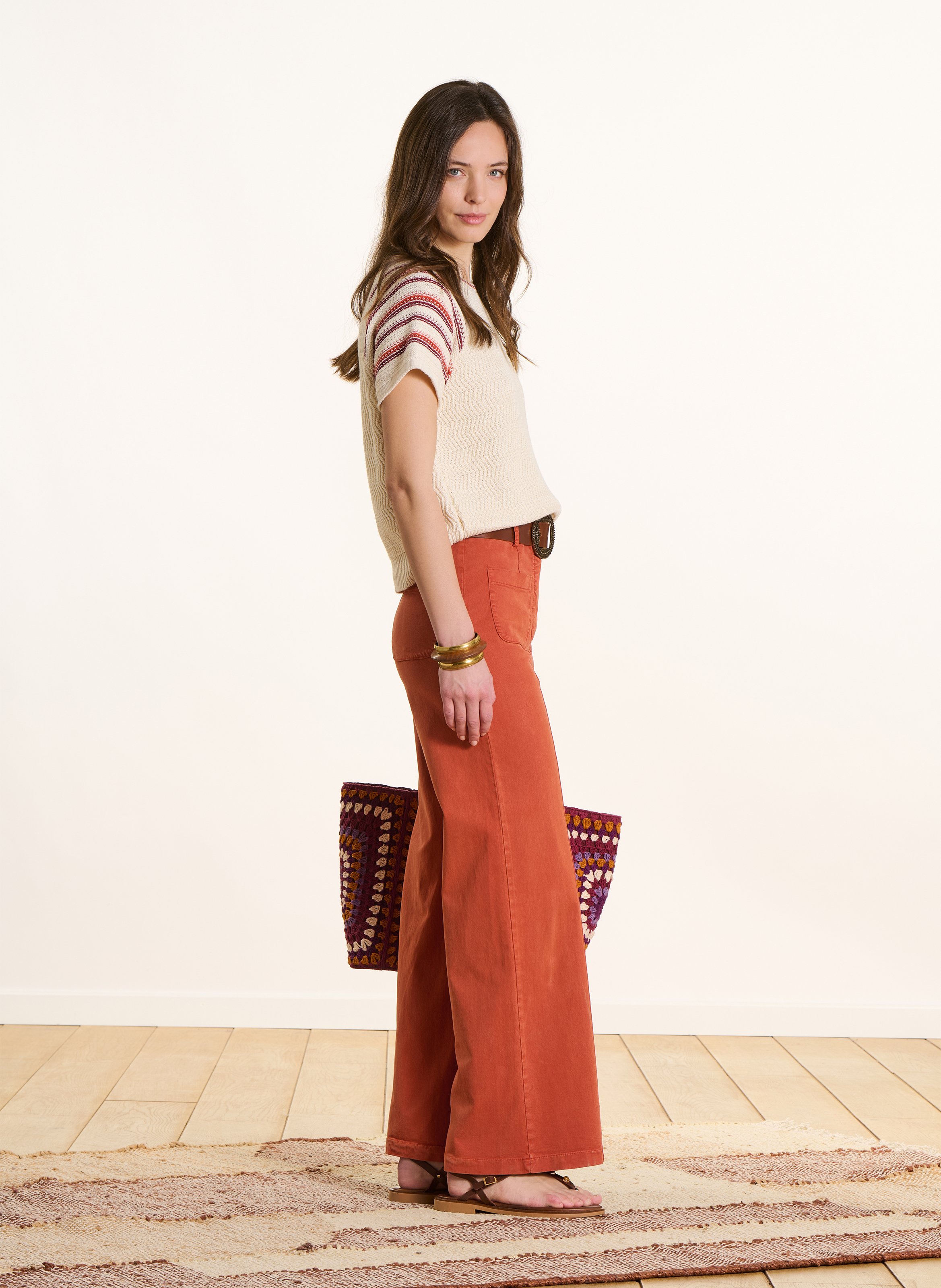 High-waisted flared pants Brown
