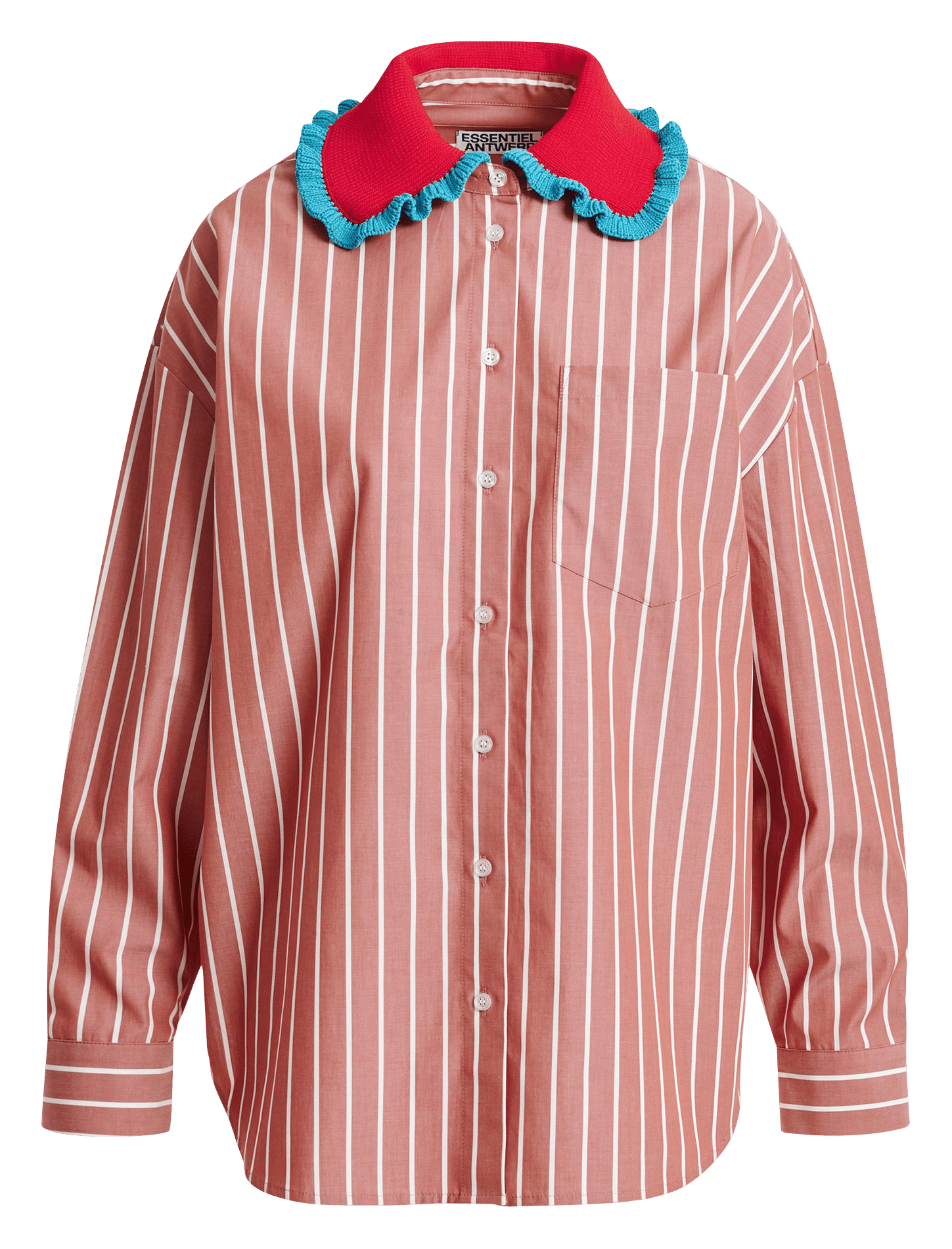 Camicia oversize collo classico in cotone a righe ESSENTIEL ANTWERP Arancio