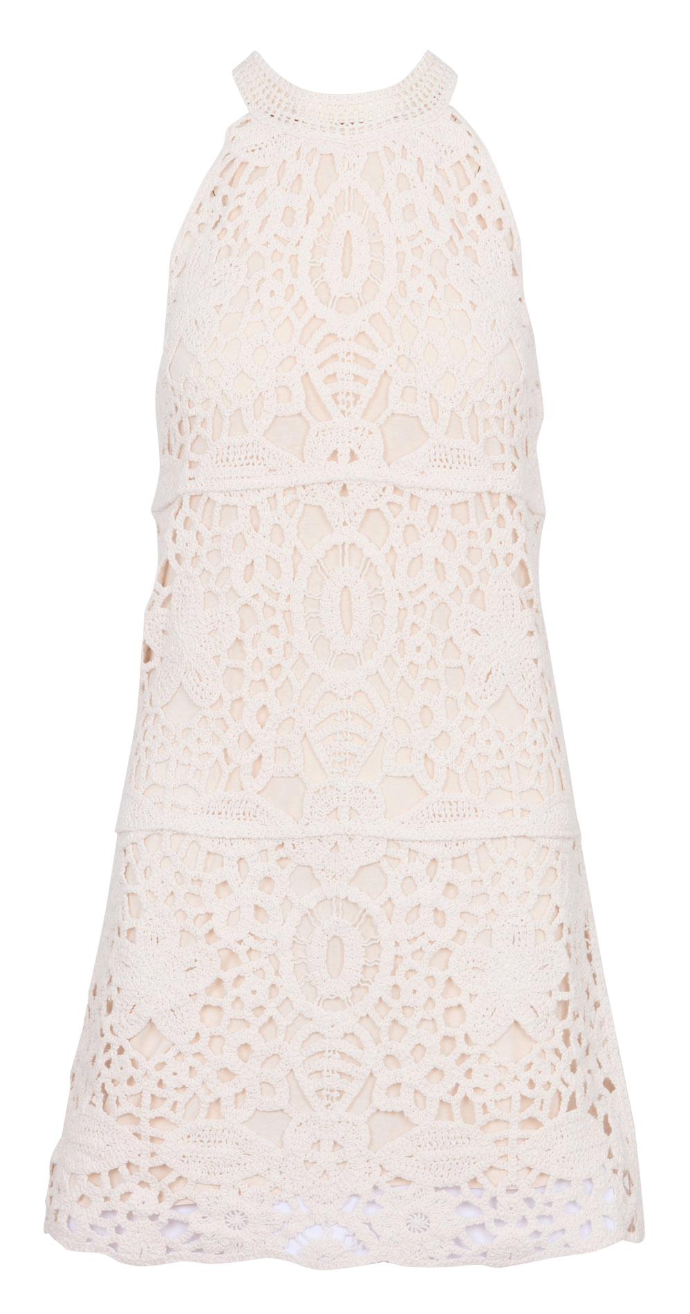 Kurzes Kleid mit Rundhalsausschnitt  Ecru