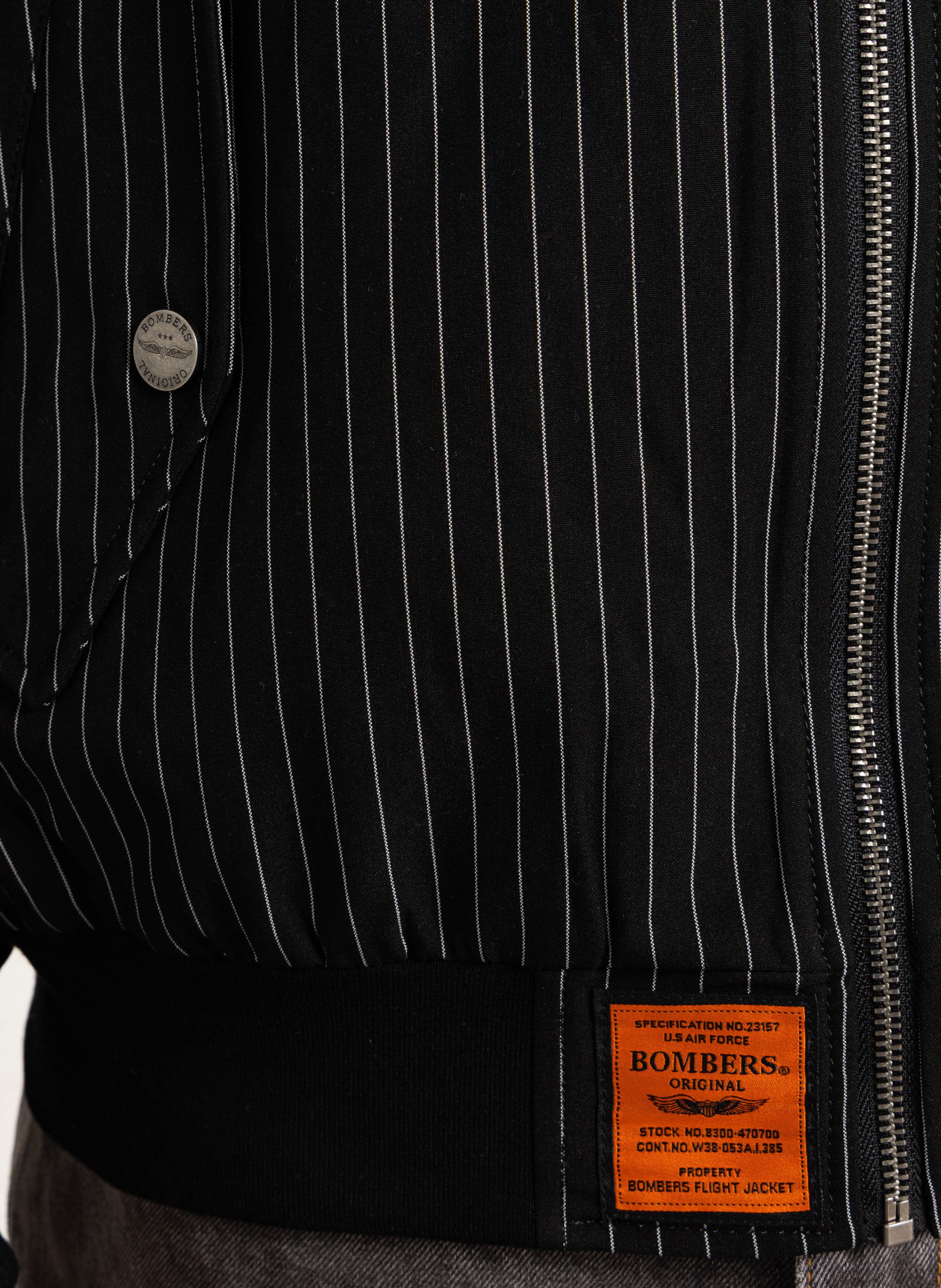 Veste zippée droite à rayures BOMBERS ORIGINAL Noir
