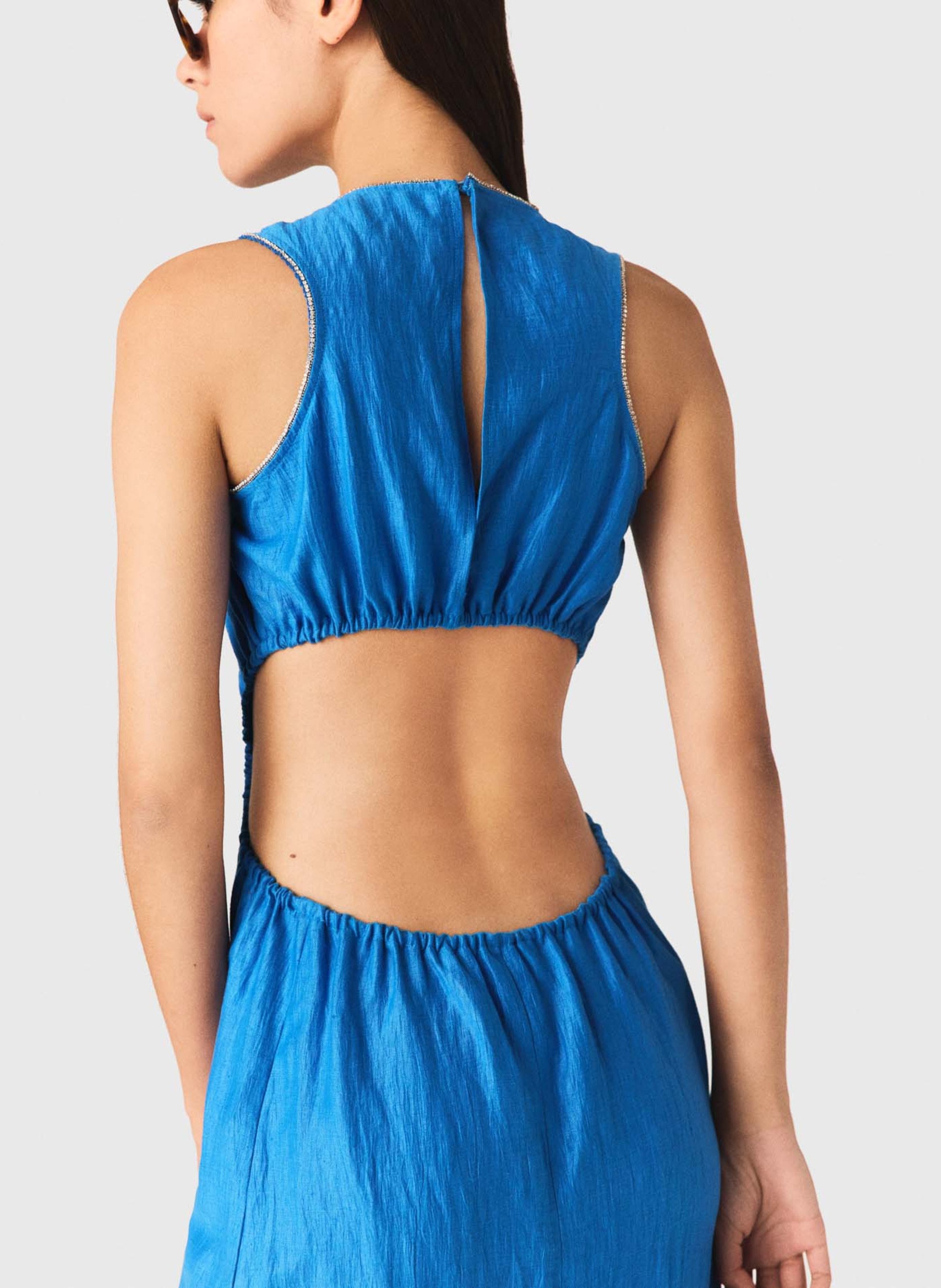 Halflange, glanzende jurk MAJE Blauw