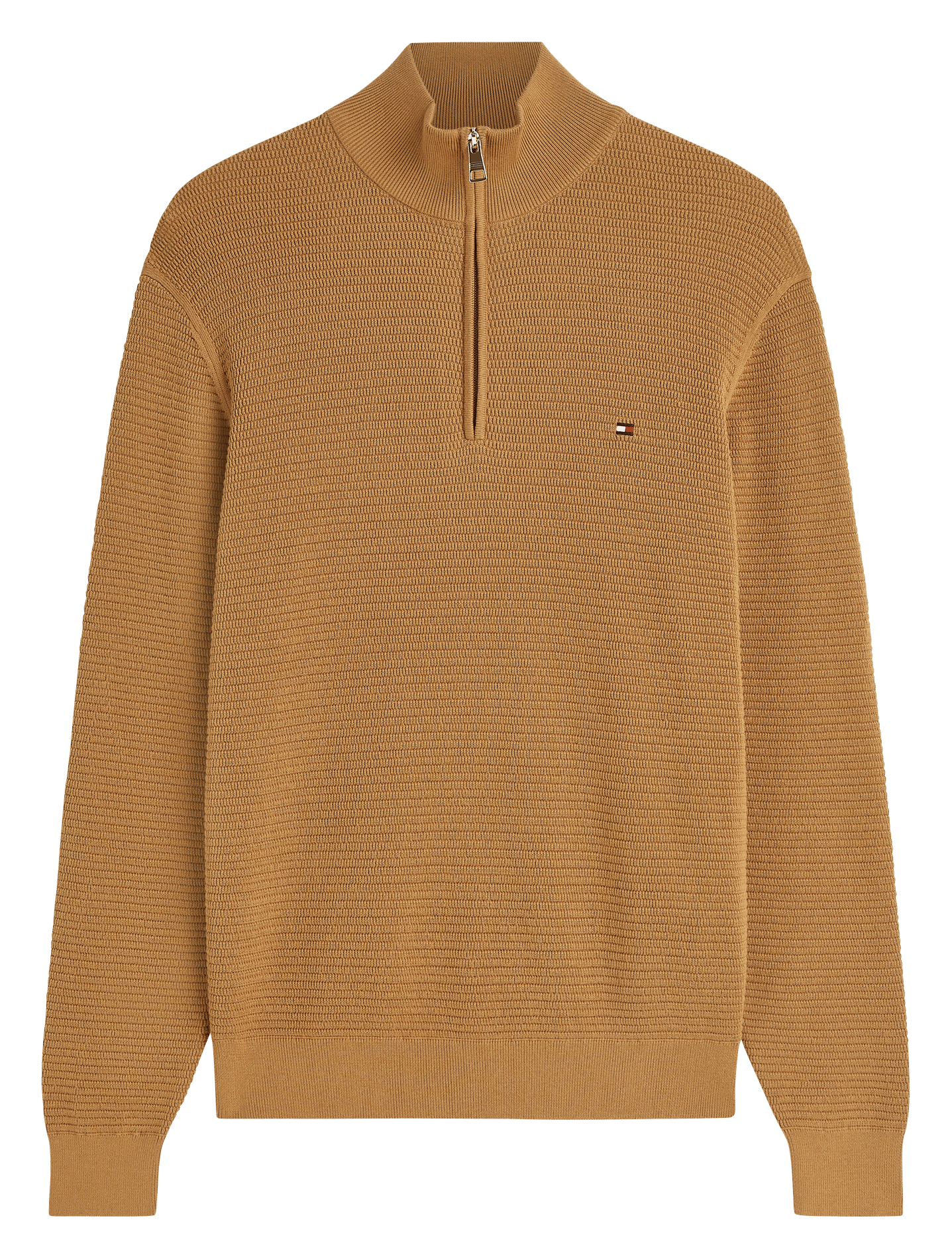 Trui van geribbeld materiaal met opstaande kraag en rits TOMMY HILFIGER Bruin