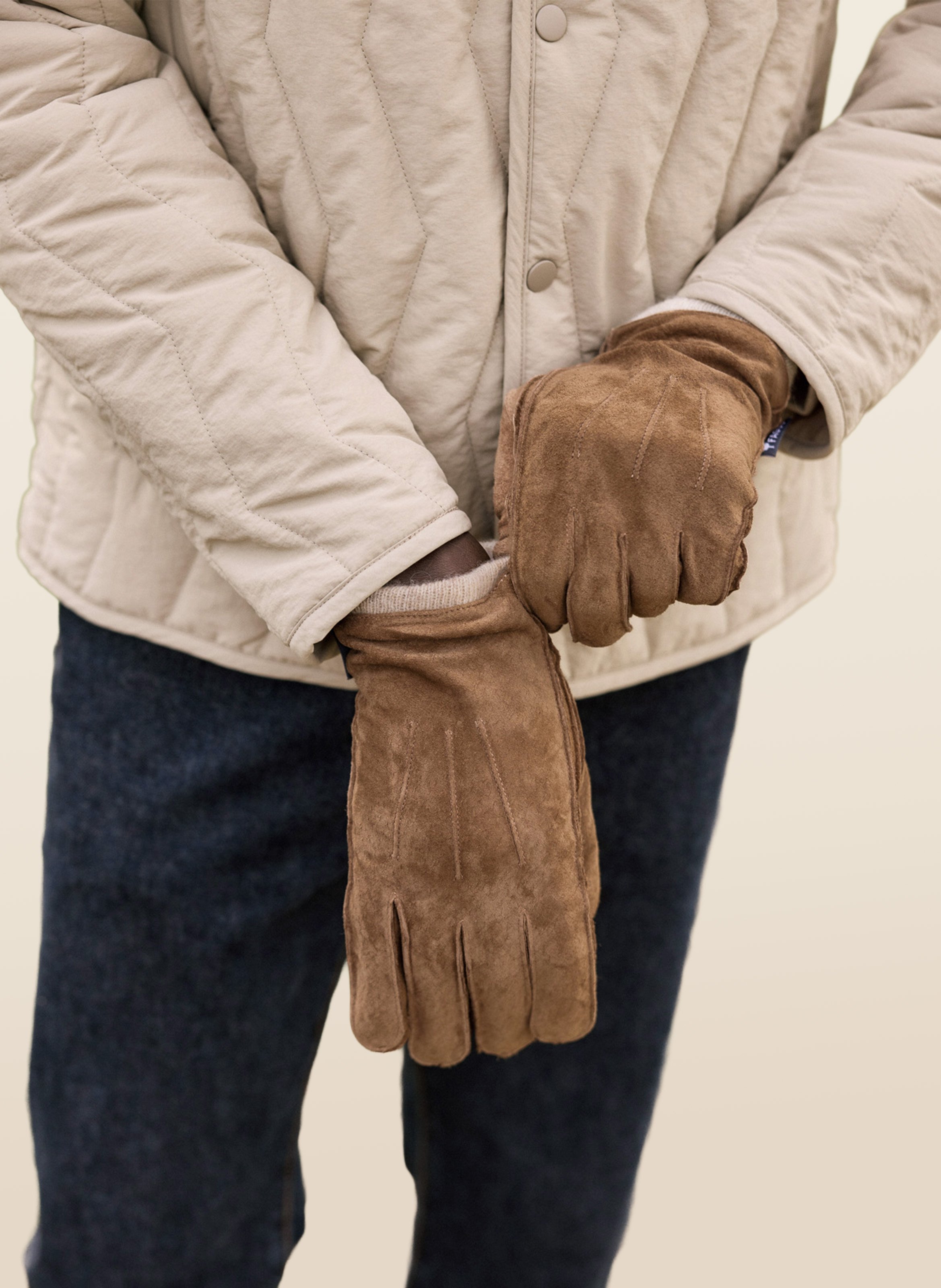 Gants en cuir velours FAGUO Marron