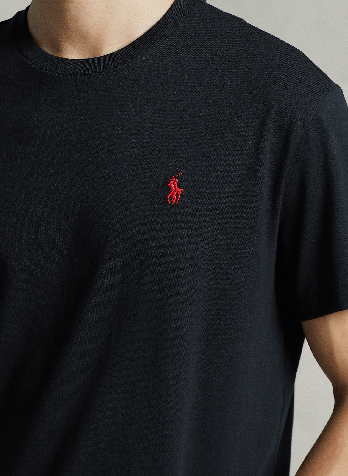 Rundhals-T-Shirt aus Baumwolle mit Pony Player, Slim Fit POLO RALPH LAUREN Schwarz