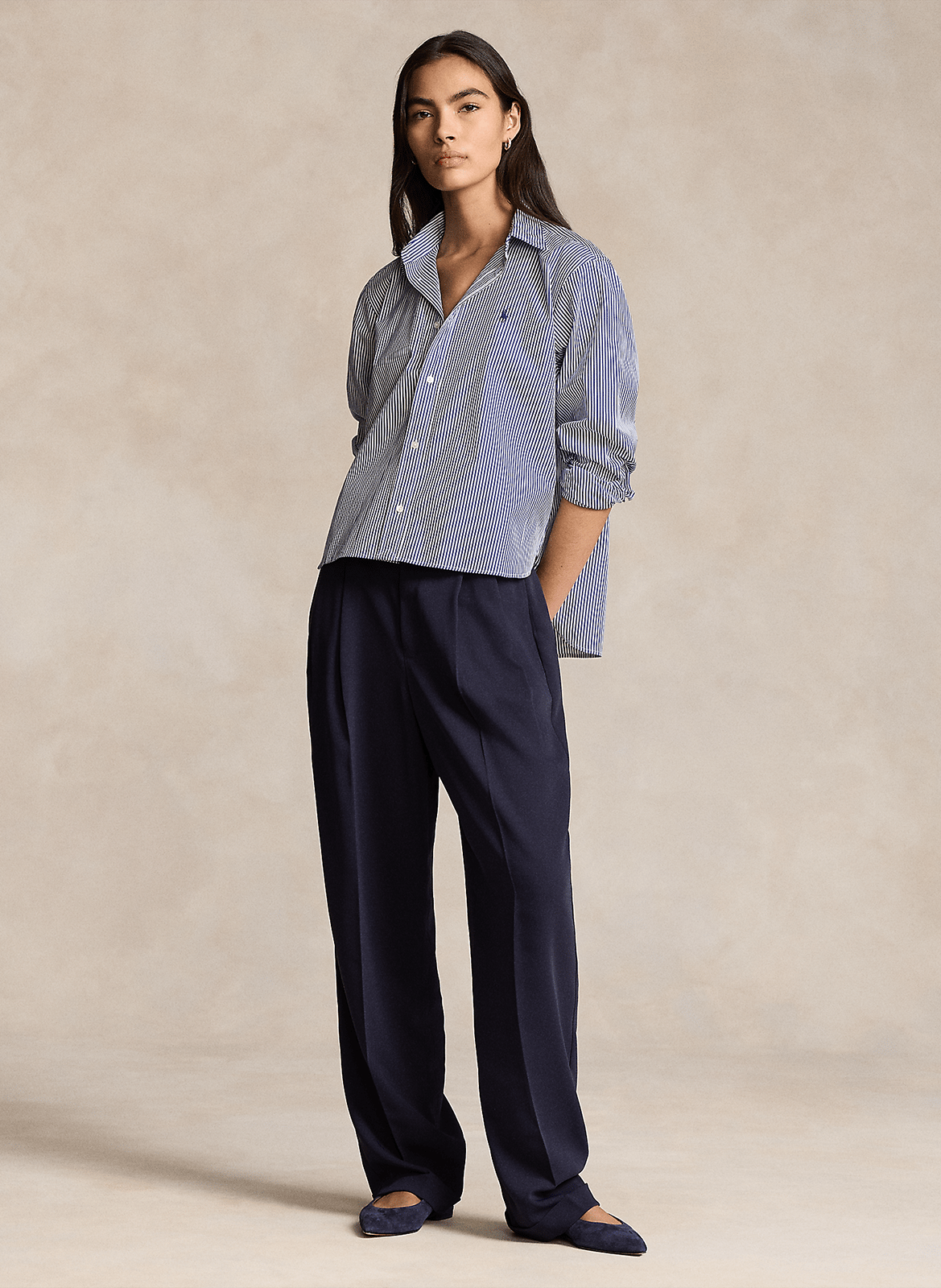 Striped cotton shirt with classic collar POLO RALPH LAUREN Blue