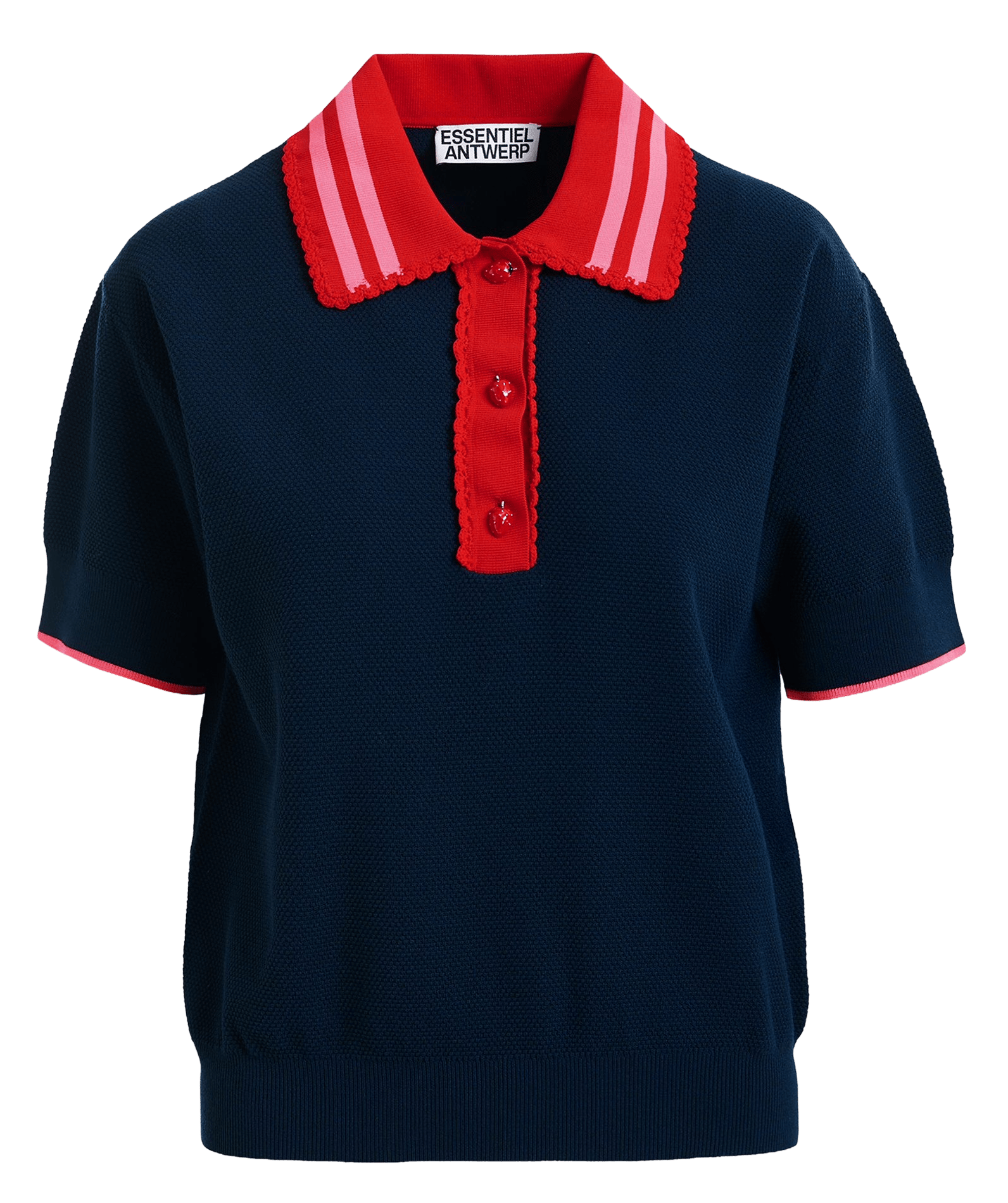 Gerade geschnittenes Poloshirt aus Strick ESSENTIEL ANTWERP Blau