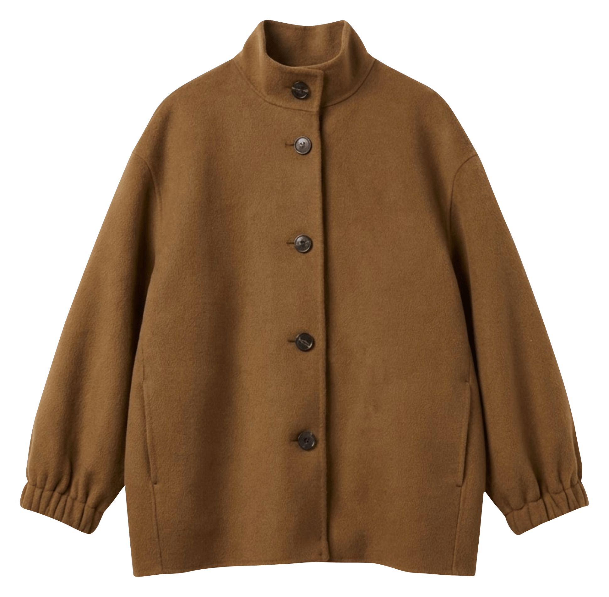 Weite Wolljacke mit Stehkragen INDI & COLD Braun