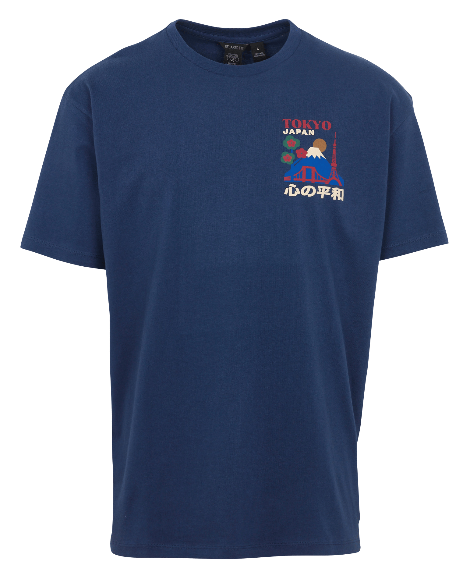 T-shirt taglio dritto scollo tondo serigrafata in cotone LE TEMPS DES CERISES Blu