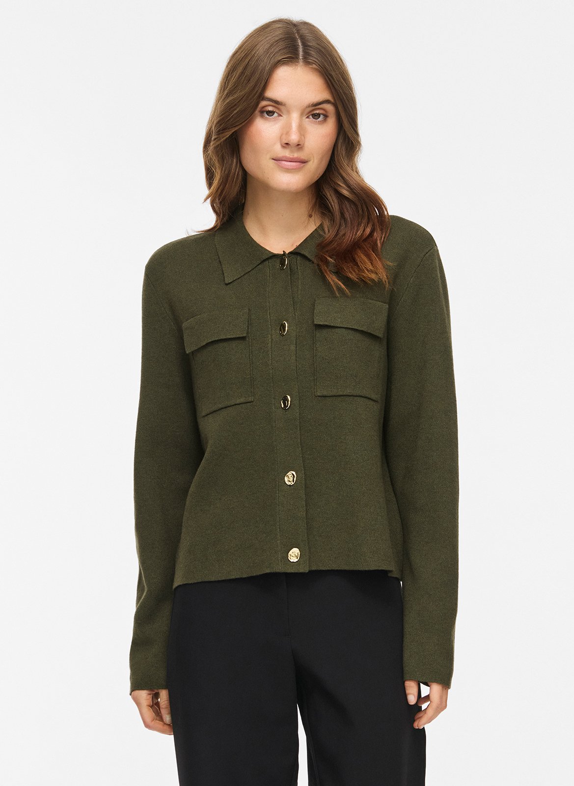 Straight solid color buttoned vest VILA Khaki