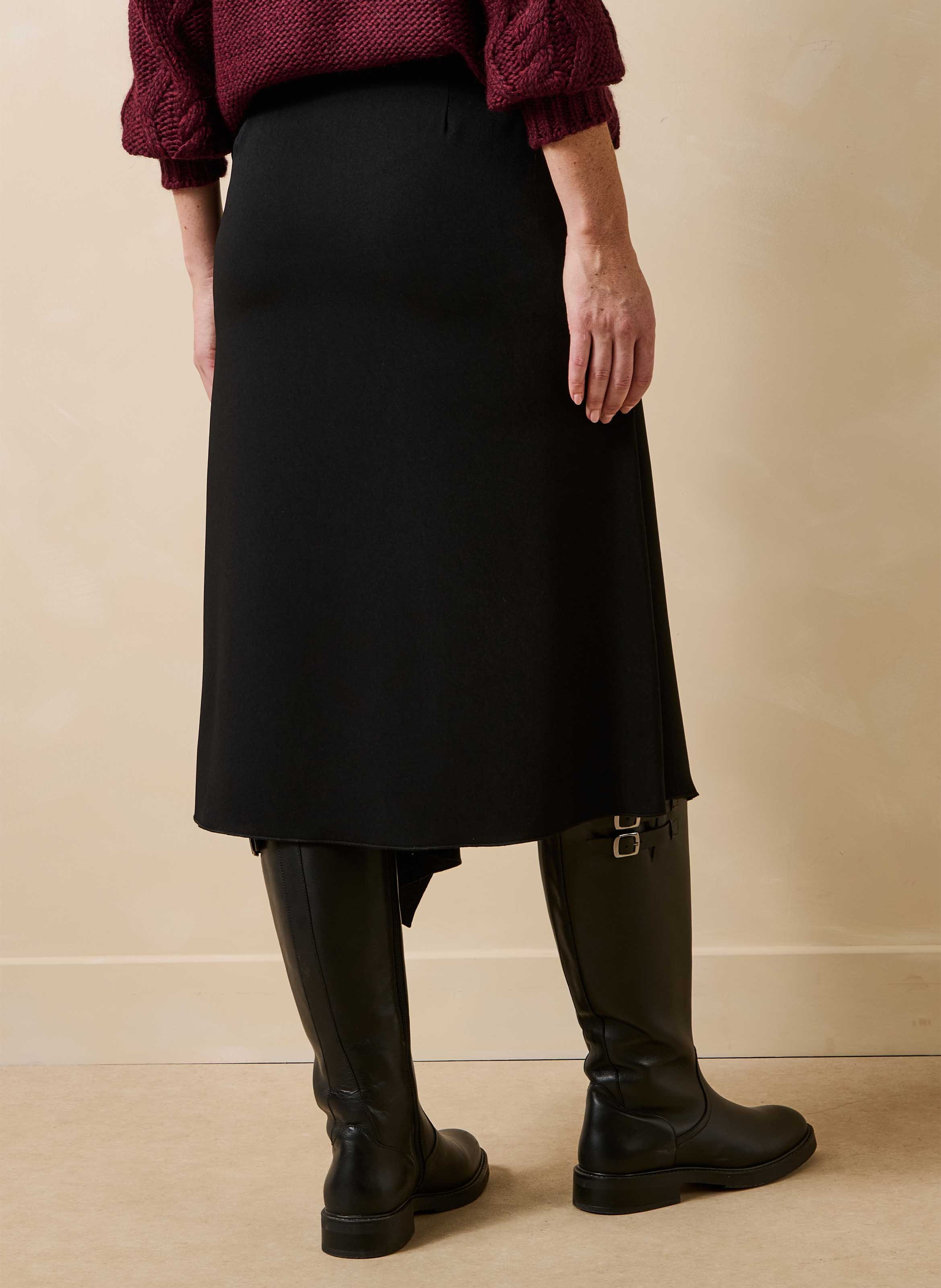 Jupe midi évasée asymétrique LA FEE MARABOUTEE Black