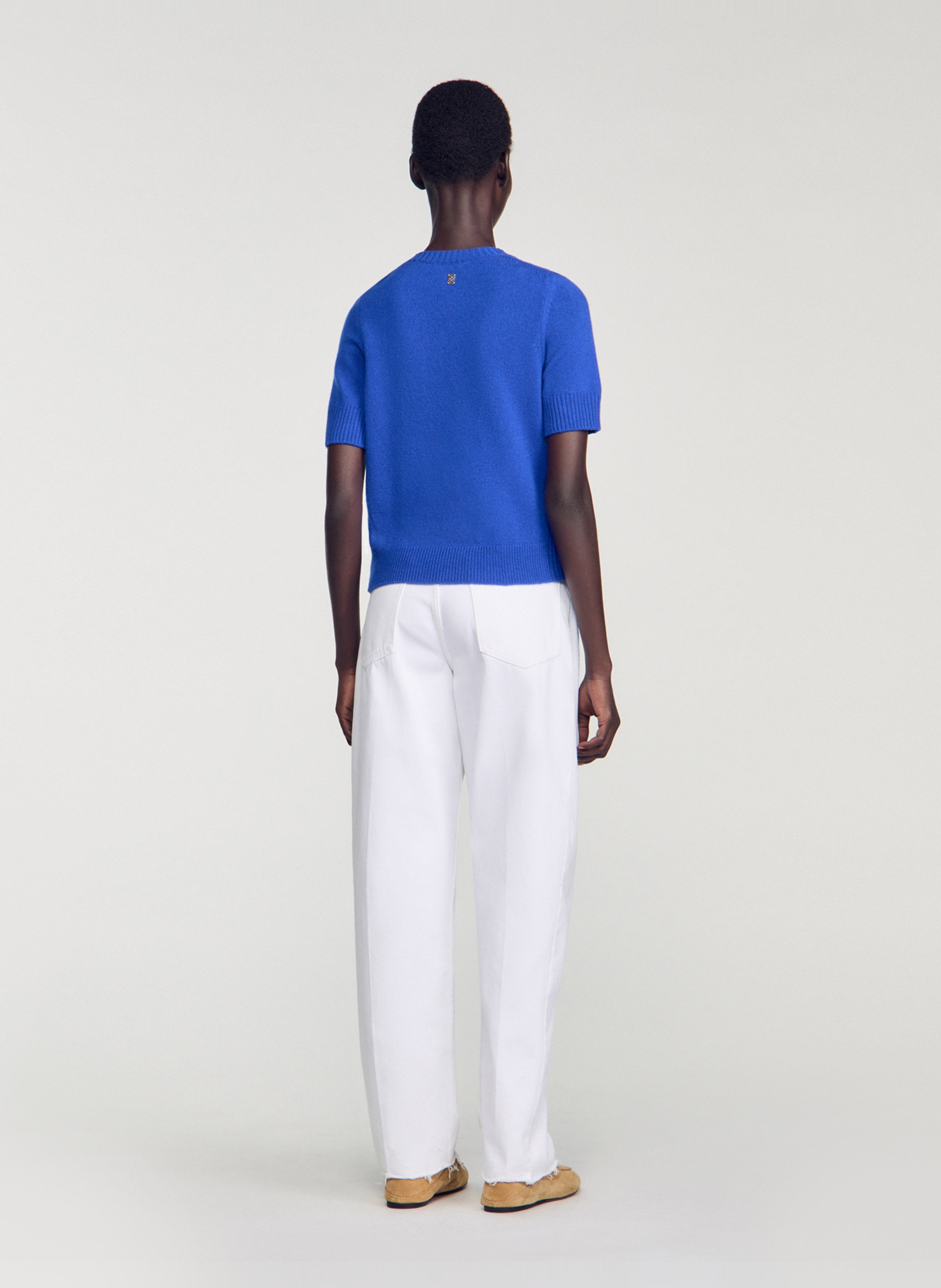 Pull droit en laine SANDRO Bleu