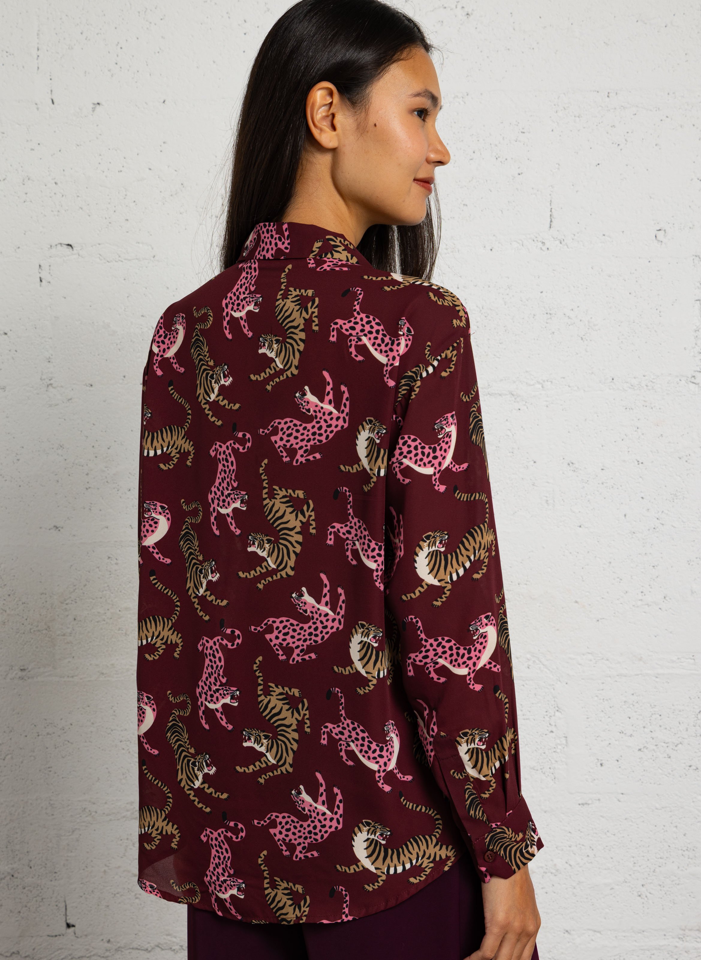 Chemise droite col classique imprimée LE TEMPS DES CERISES Rouge