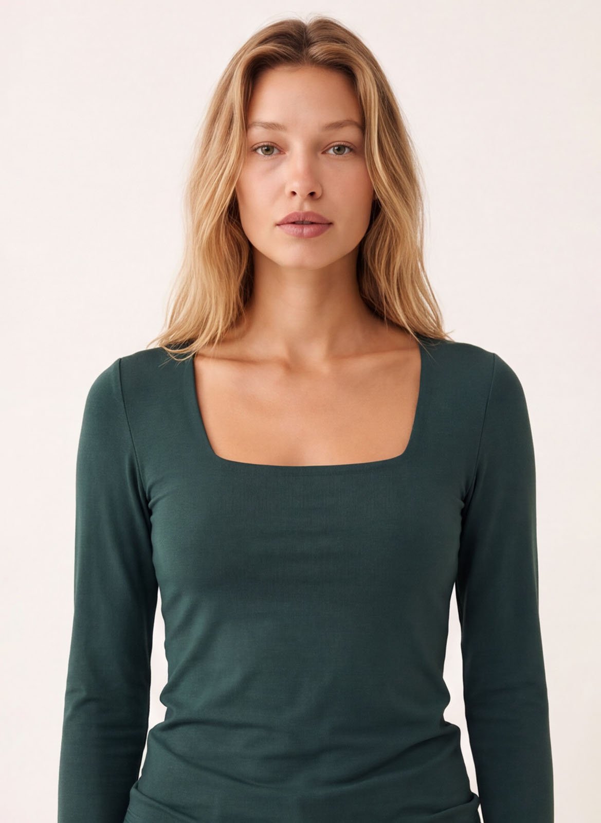 Top droit col carré en coton mélangé KOOKAI Gris