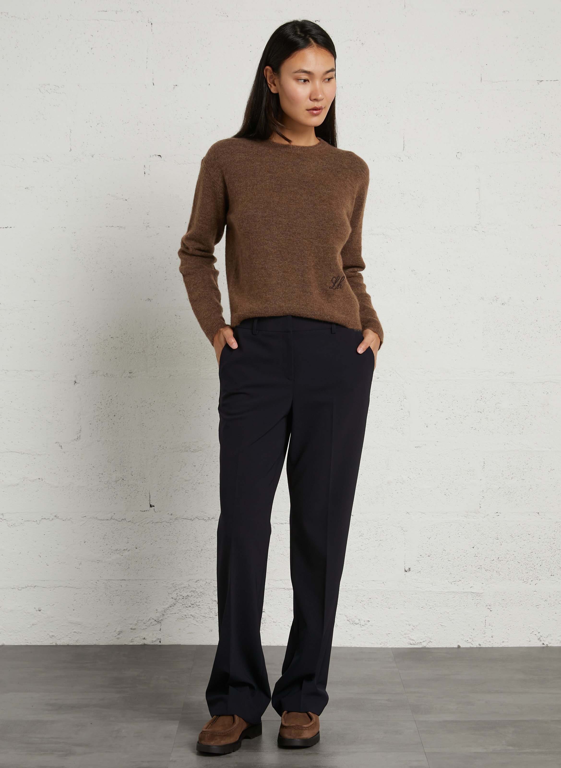 Weiter Pullover mit Rundhalsausschnitt LEON & HARPER Braun