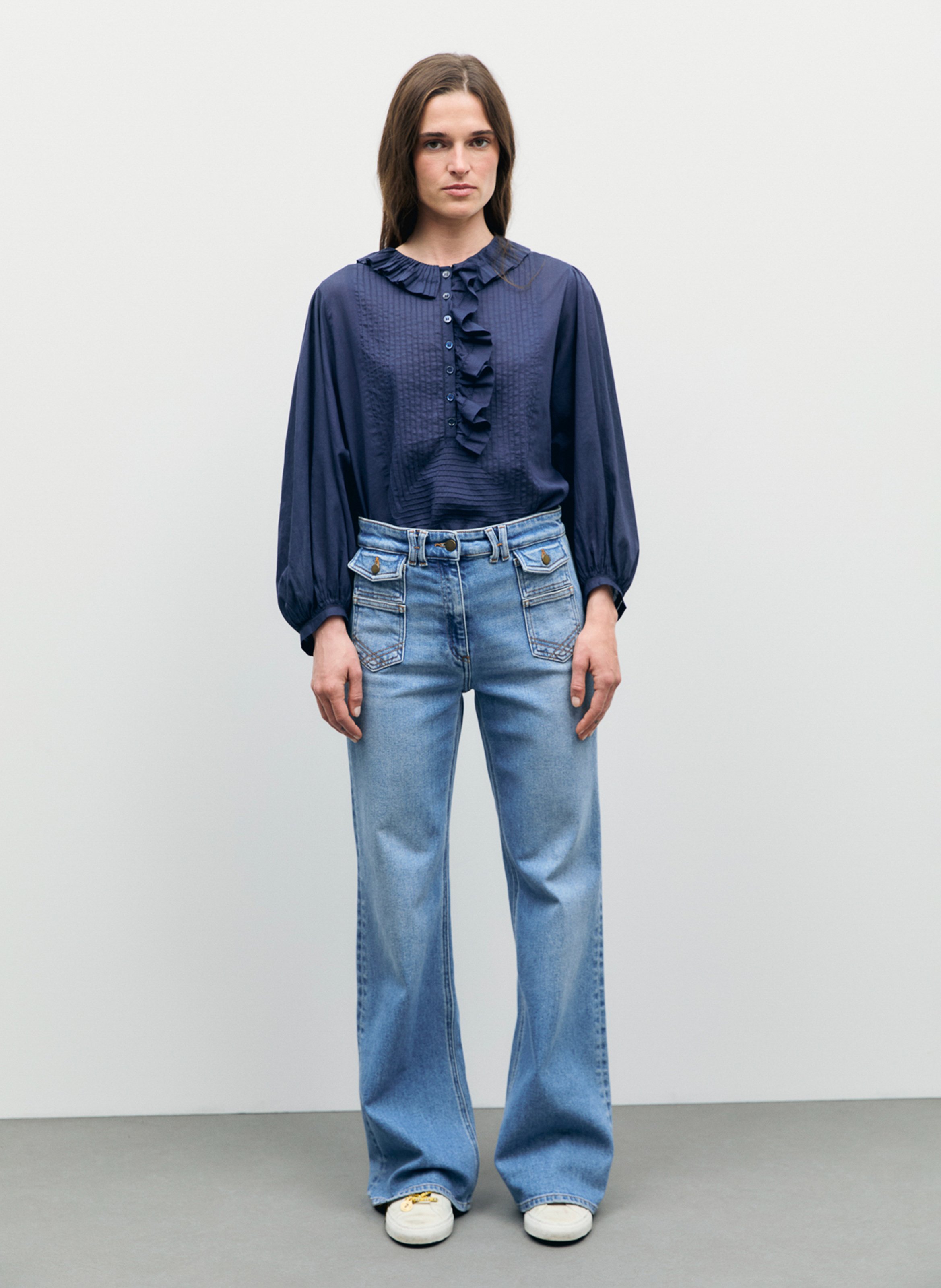 High-rise flared cotton-blend jeans GERARD DAREL Blue