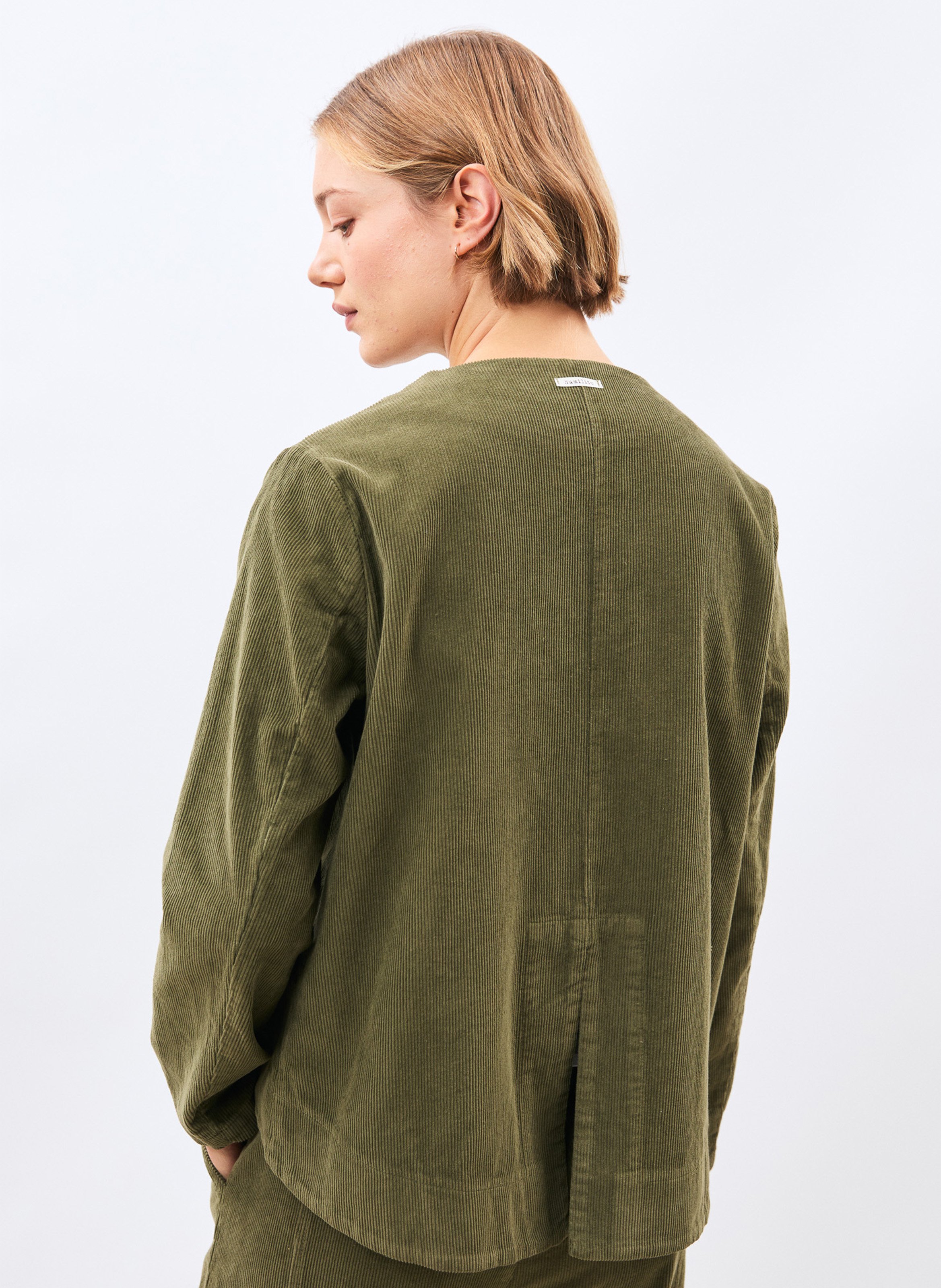 Veste droite velours côtelé en coton HUMILITY Vert