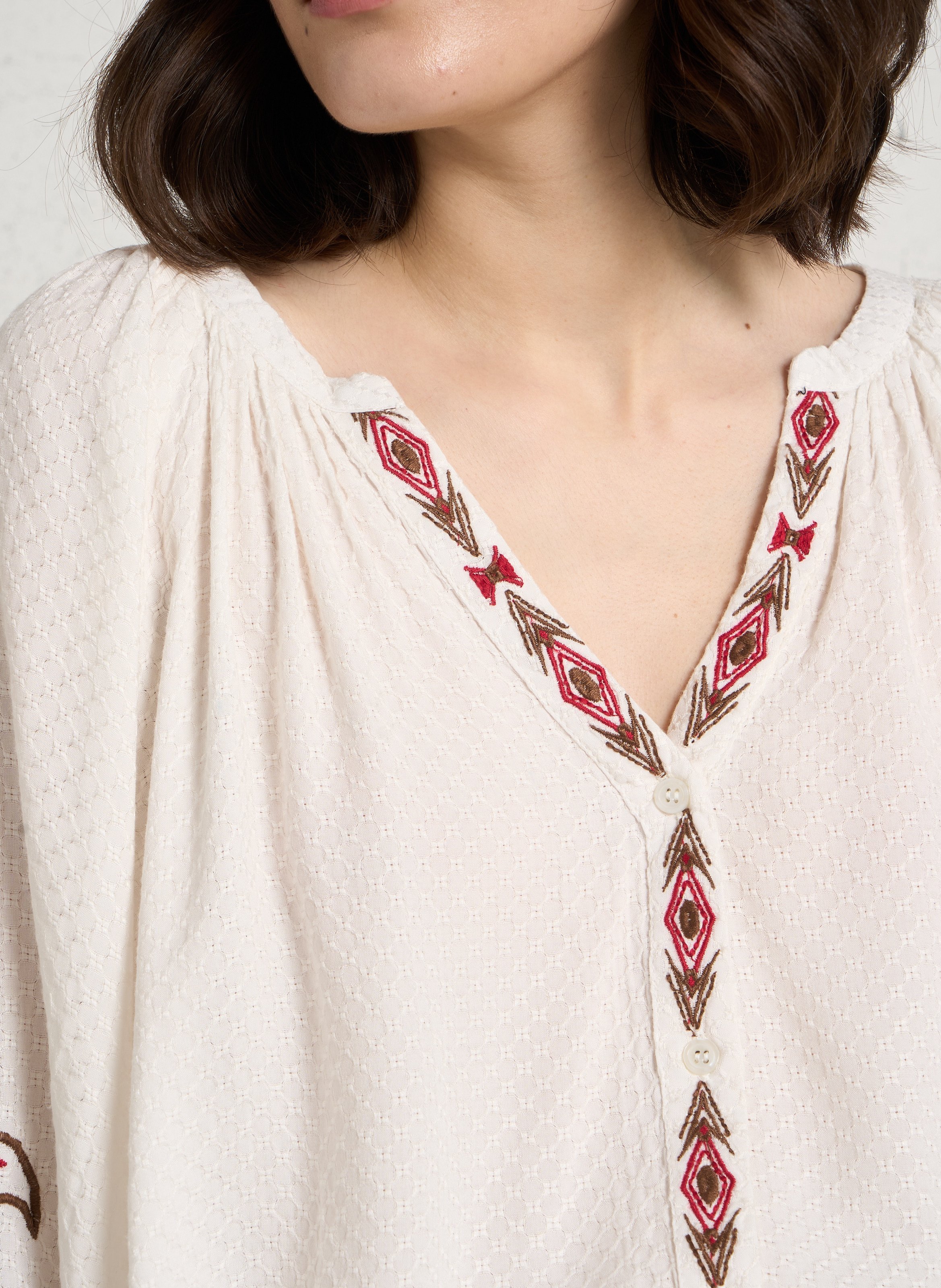 Henley-Bluse mit Stickerei LA PETITE ETOILE Beige