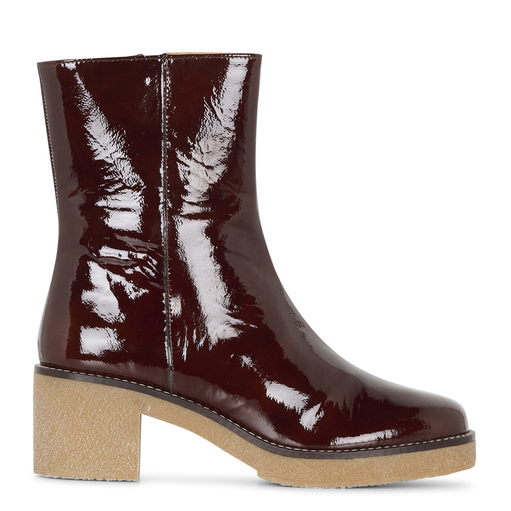 Bottines à talons en cuir verni PETITE MENDIGOTE Marron
