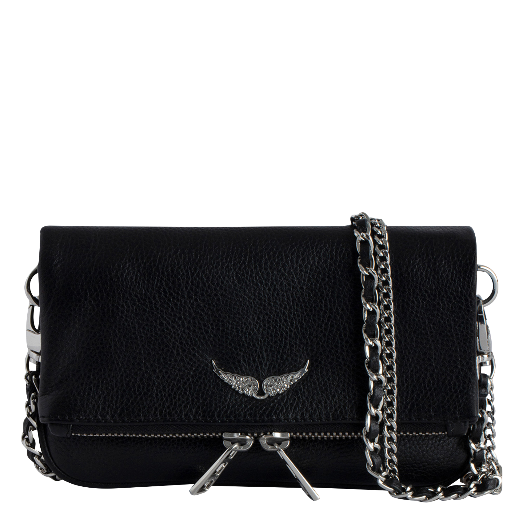Leder-Clutch mit Reißverschluss ZADIG&VOLTAIRE Schwarz