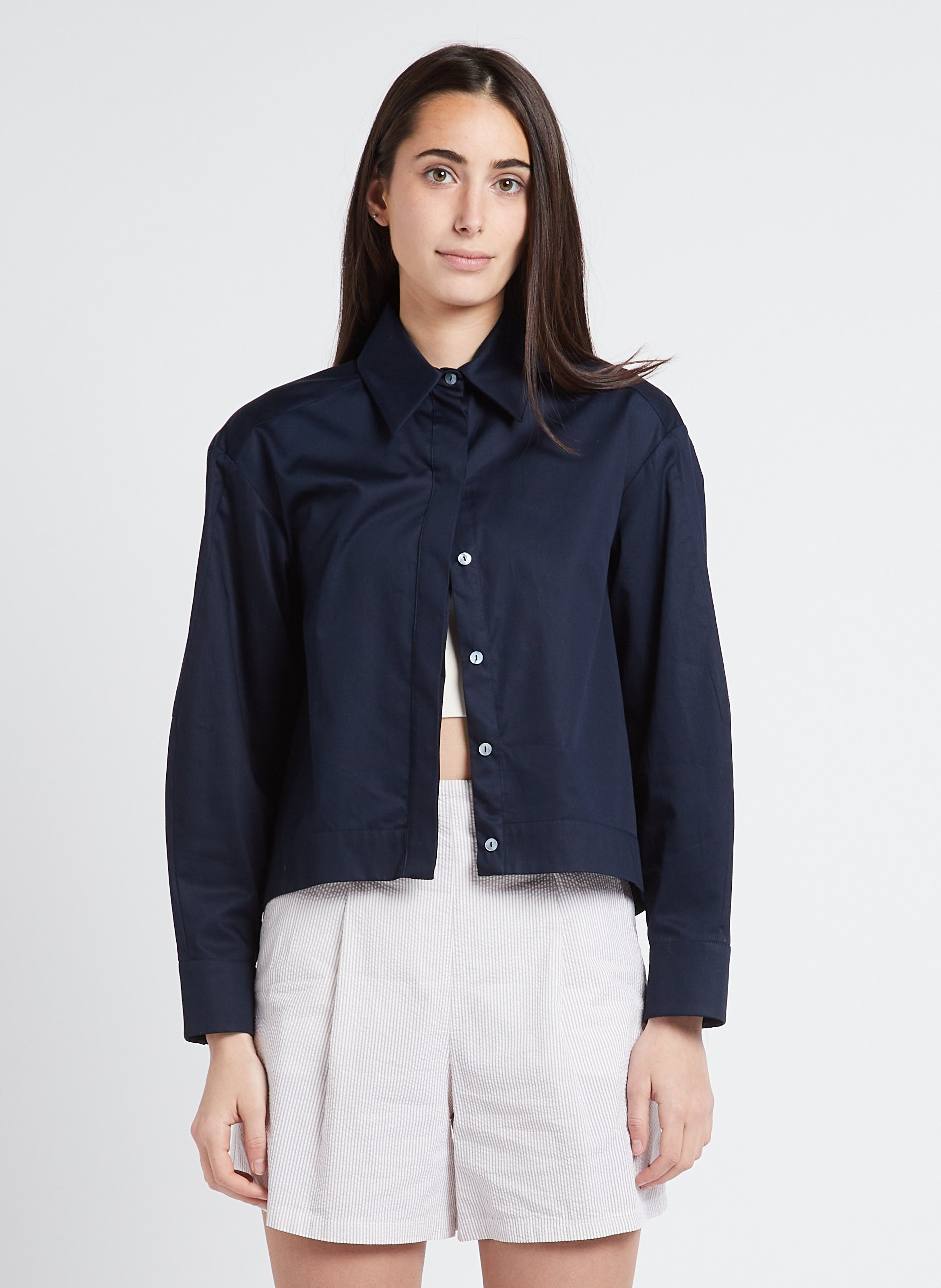 Cropped satin-effect cotton shirt MAX MARA LEISURE