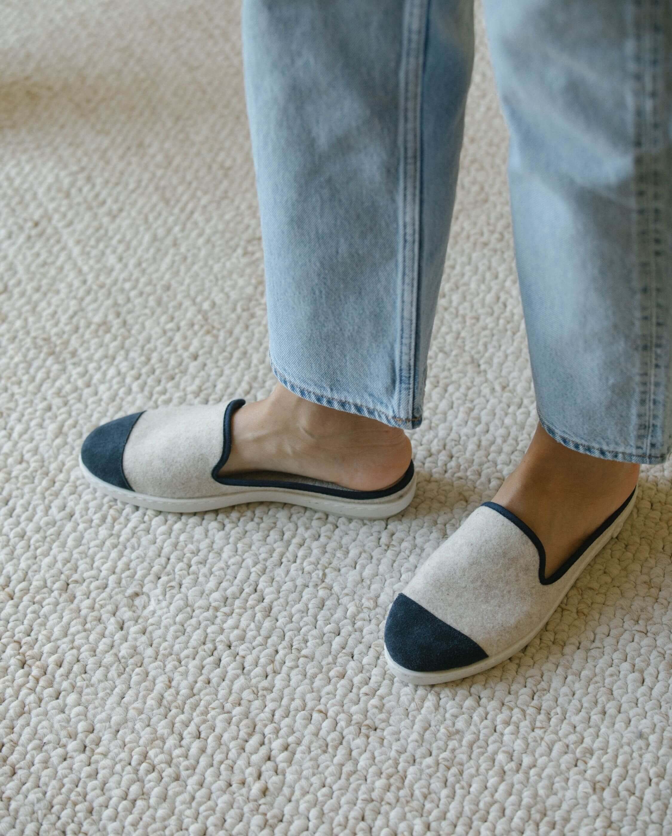Women's wool mule, beige navy ANGARDE Beige
