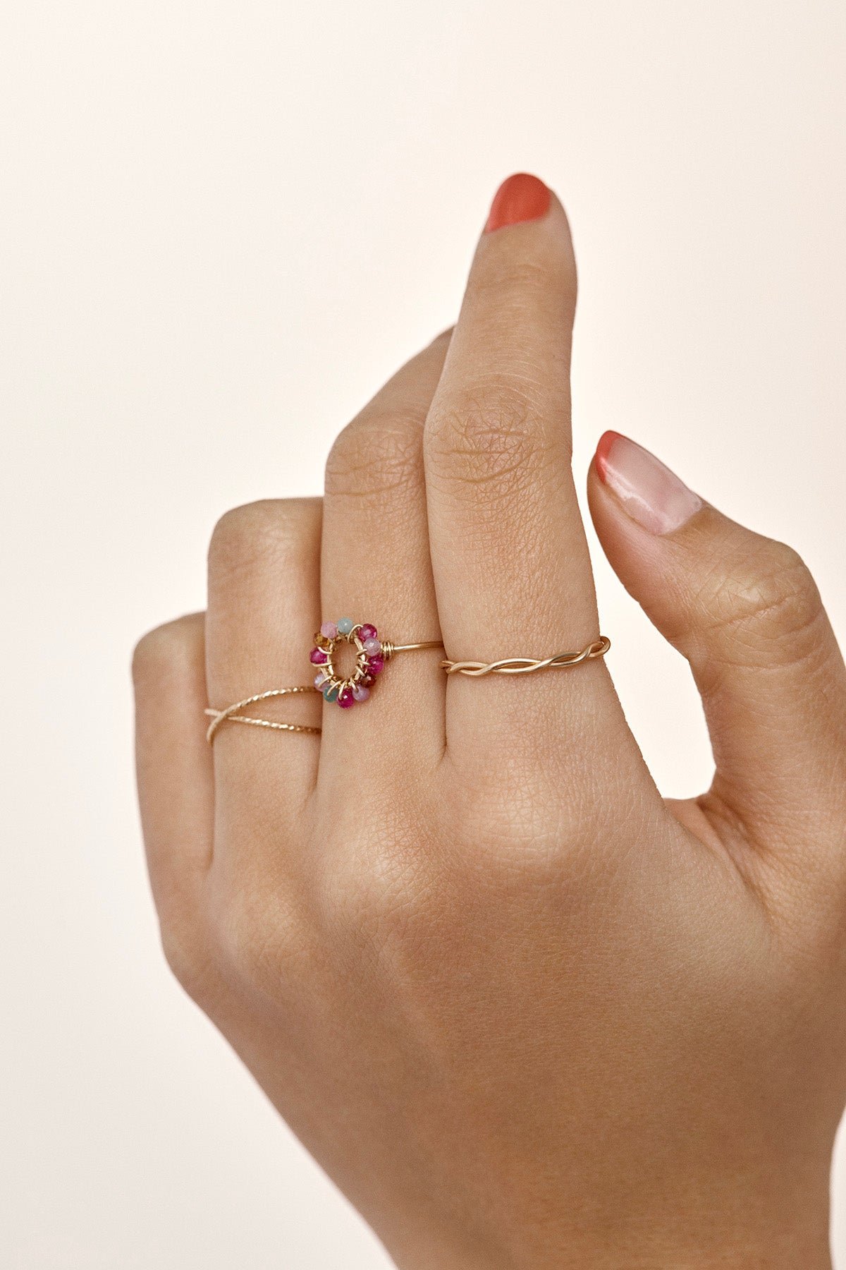 Crossed Sparkle Ring YAY Golden