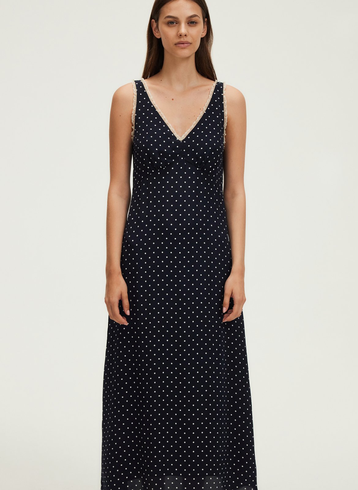 Laine Robe Pablo Soldes Robe Longue Col V Petronille Marine Pablo