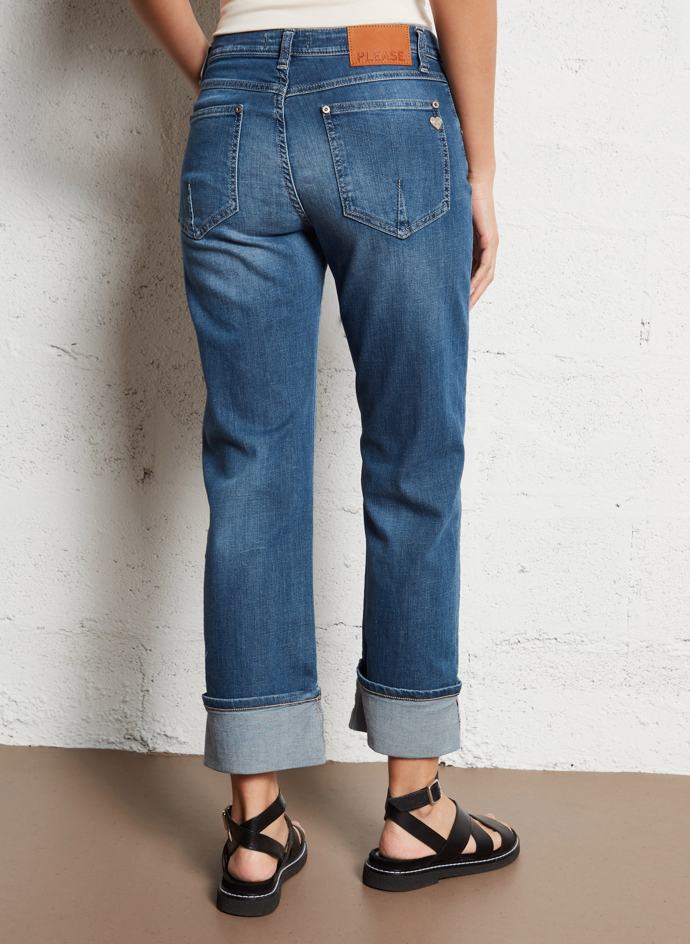 Jean droit en coton PLEASE Bleu