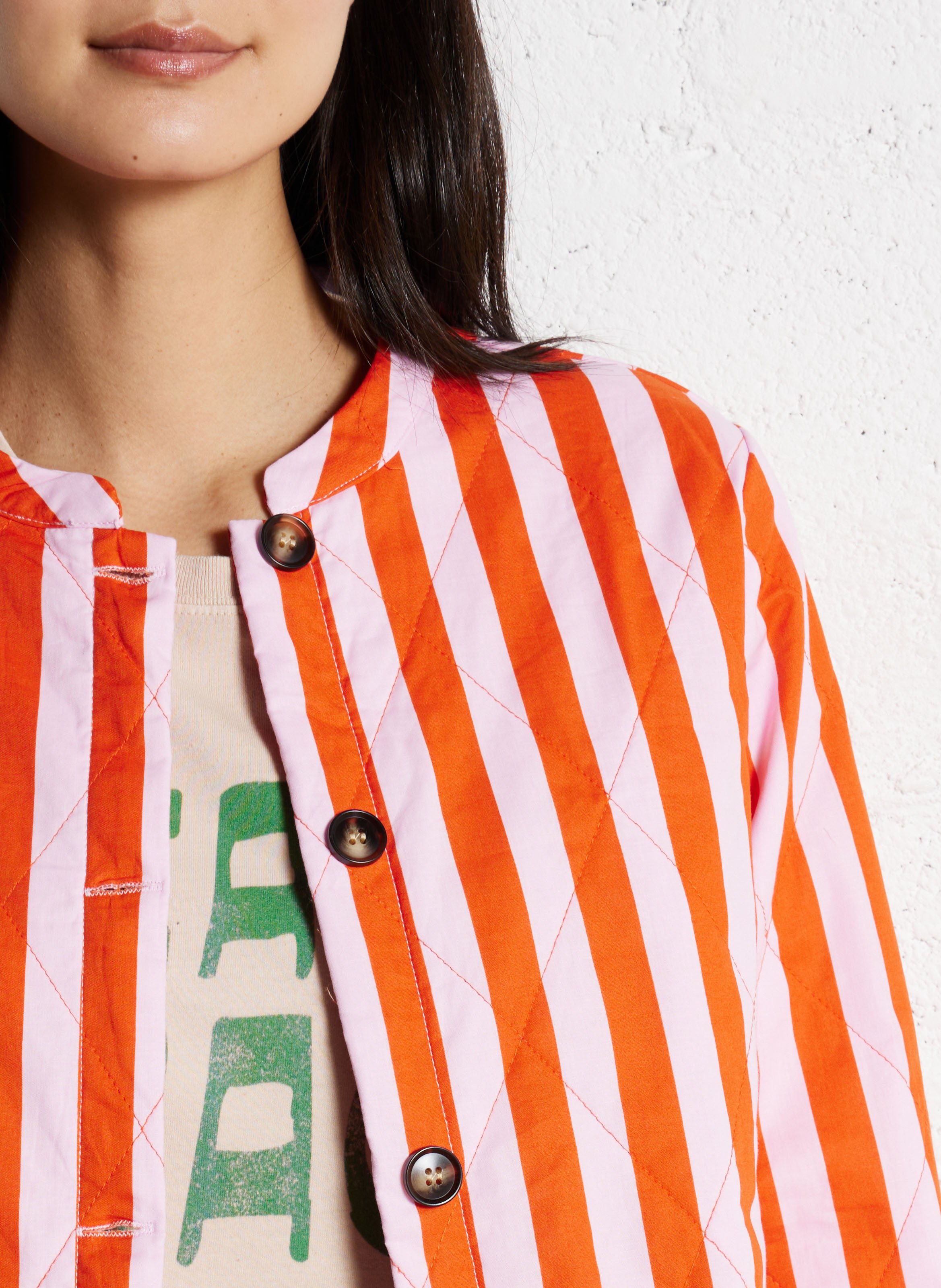 Veste col rond à rayures en coton LOLLYS LAUNDRY Rouge