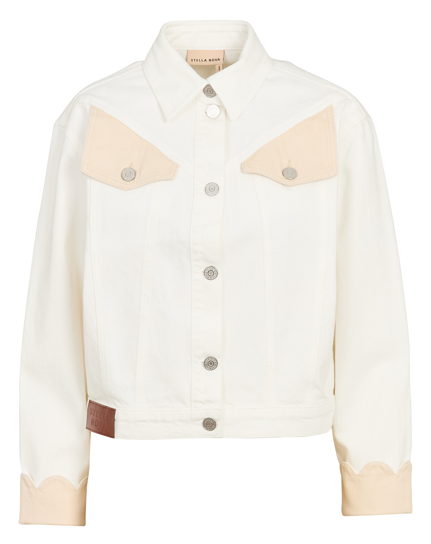 Veste col classique en denim de coton STELLA NOVA Blanc