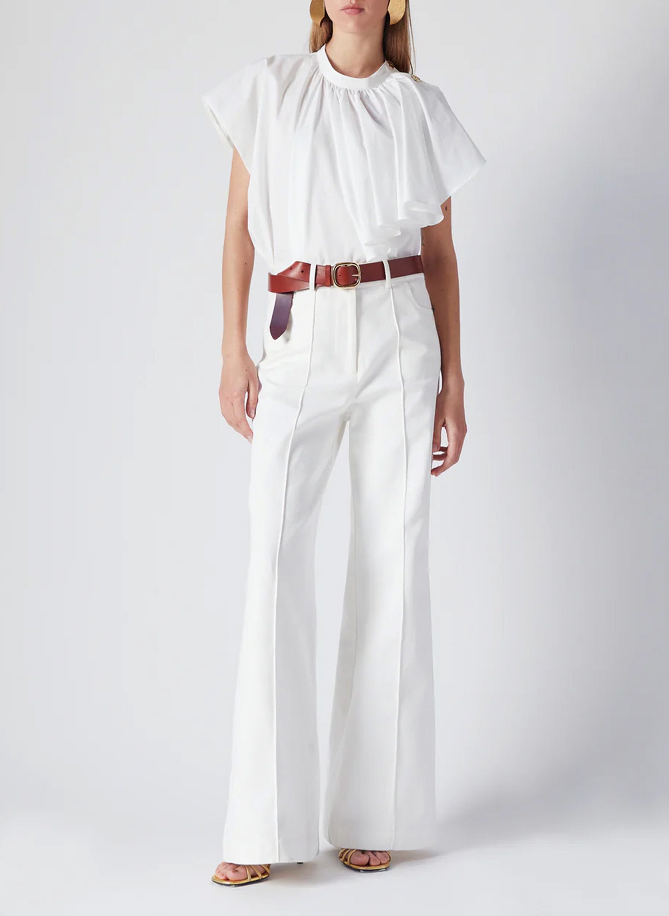 Top droit manches courtes à volants THE LABEL EDITION Blanc