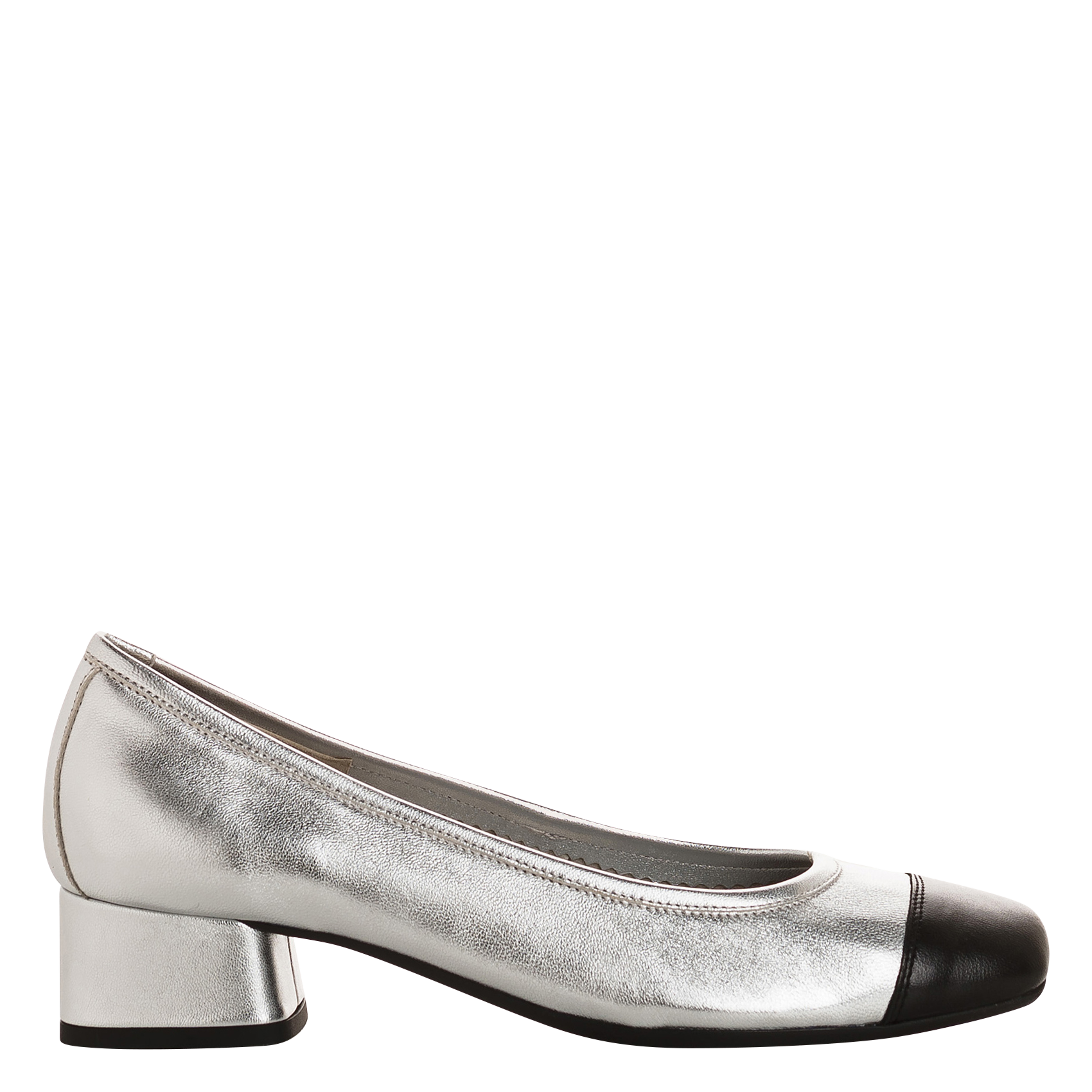 Leren ballerina's met hak REQINS Zilver