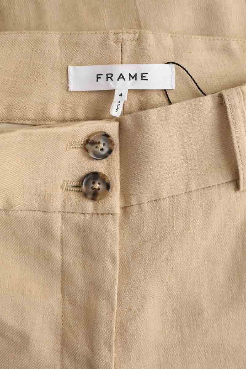 Straight linen pants FRAME - Seconde Main Beige