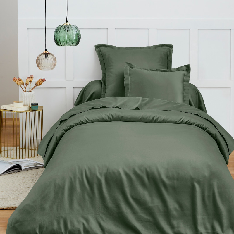 140 x 200 cm "premium" duvet cover for single bed COTON PUR Green