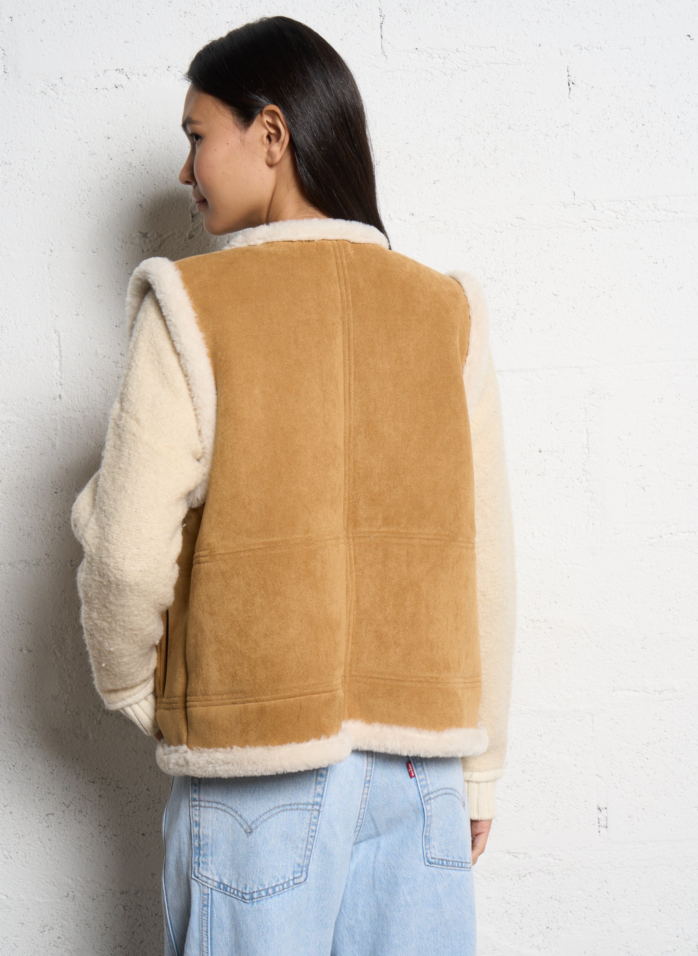 Veste droite col rond JC SOPHIE Beige