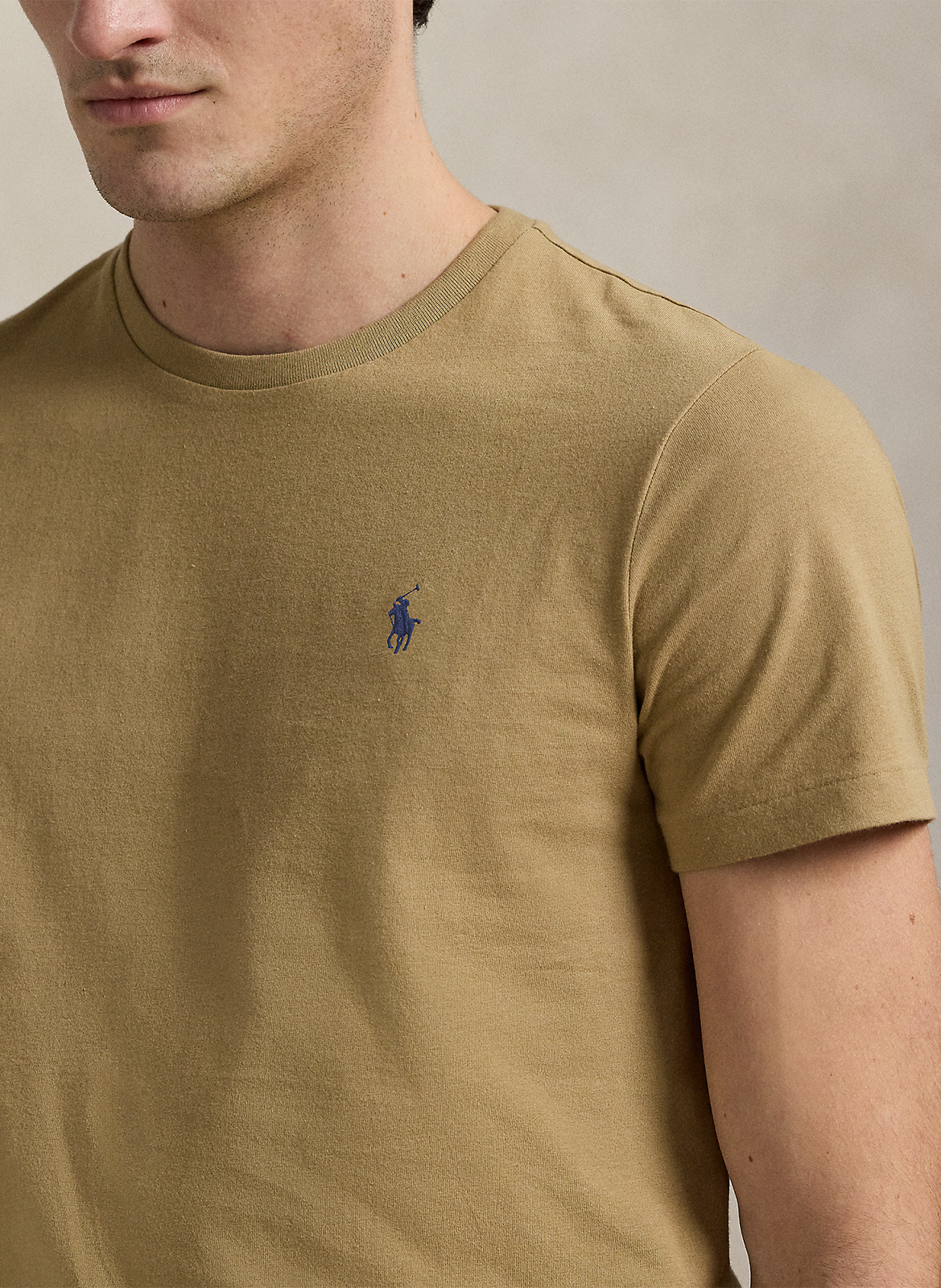 Tee-shirt col rond slim-fit en coton POLO RALPH LAUREN Beige