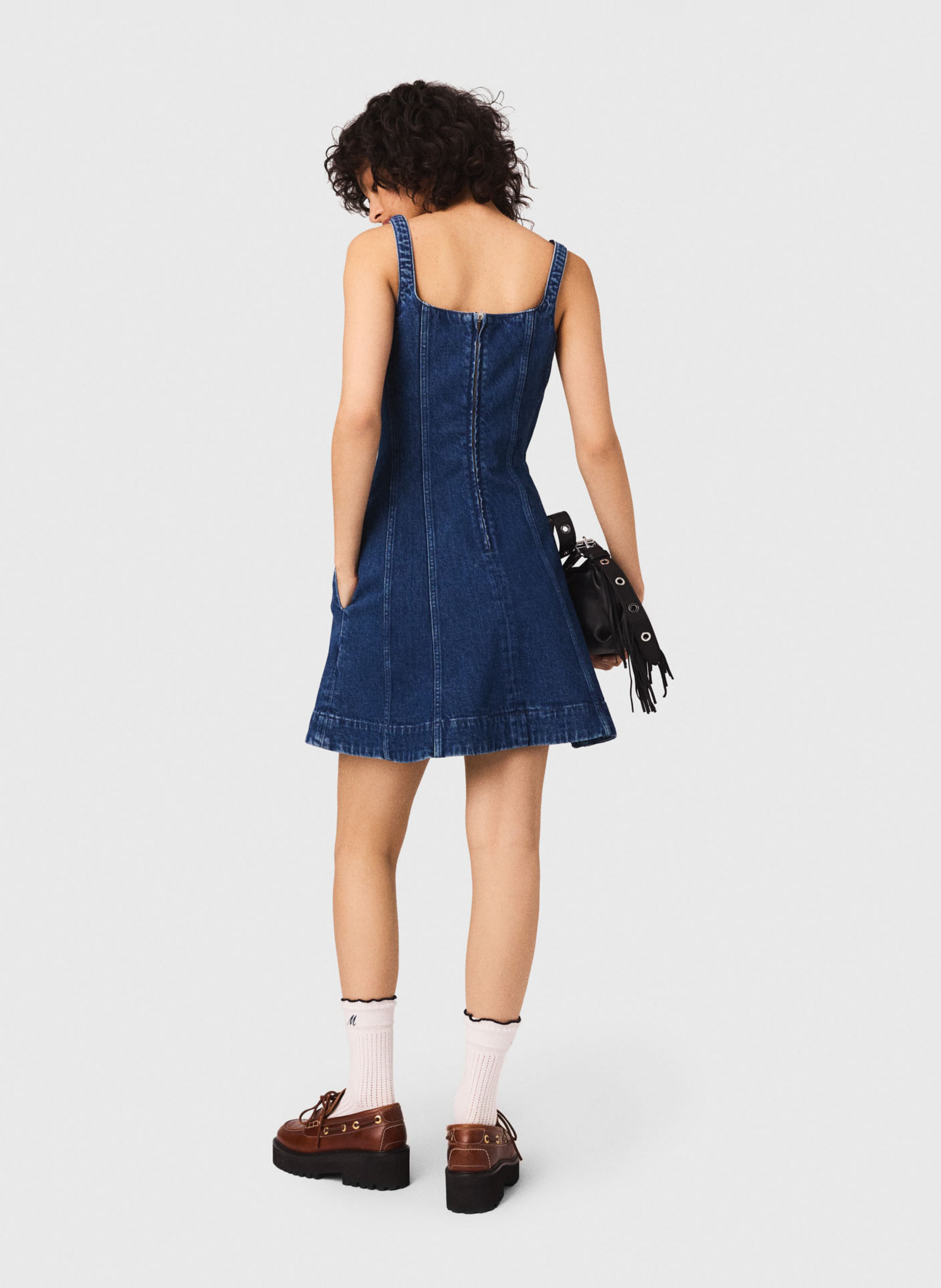 Robe courte évasée en denim MAJE Bleu