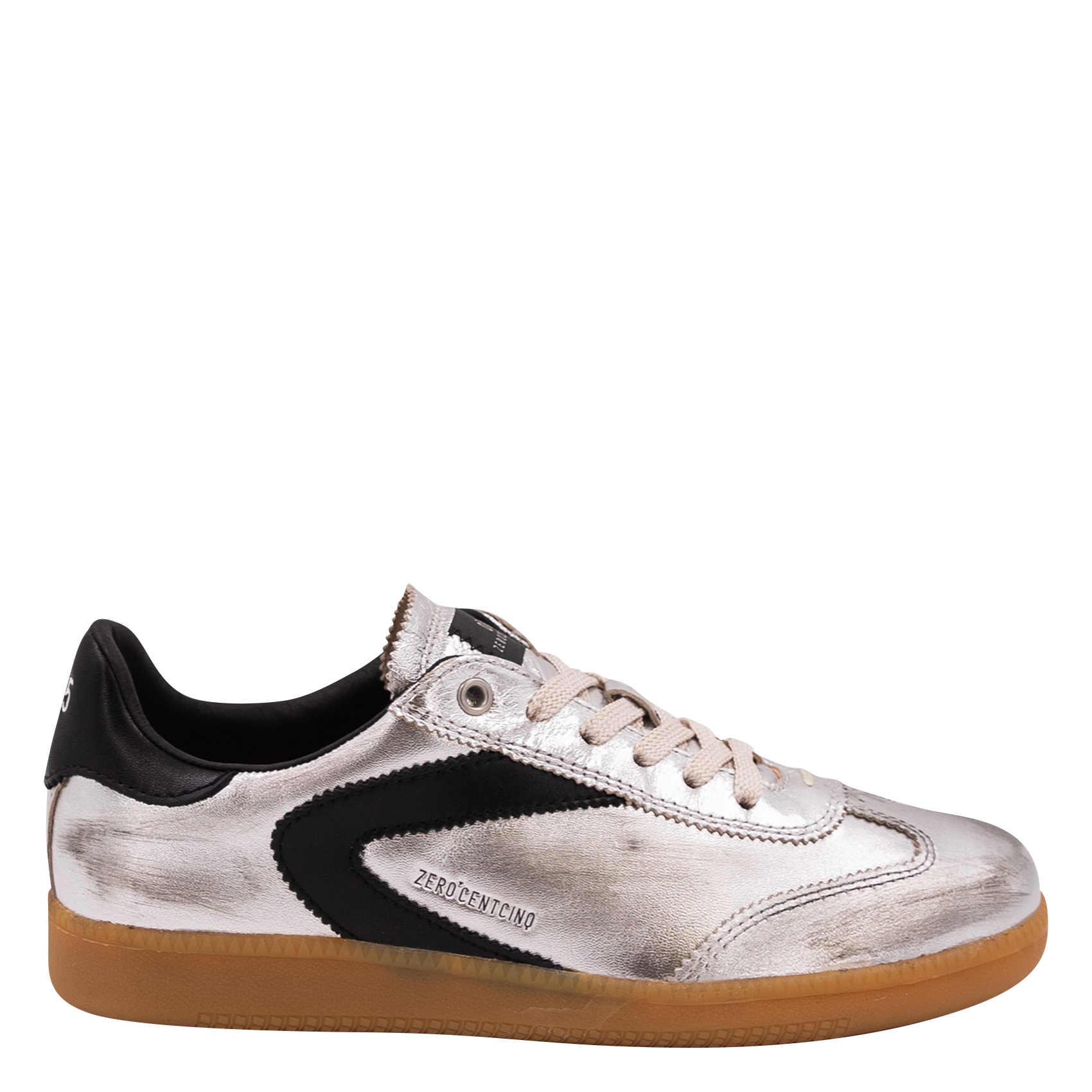 Niedrige Sneaker aus Leder mit Metallic-Effekt 0&#039;105 Silber