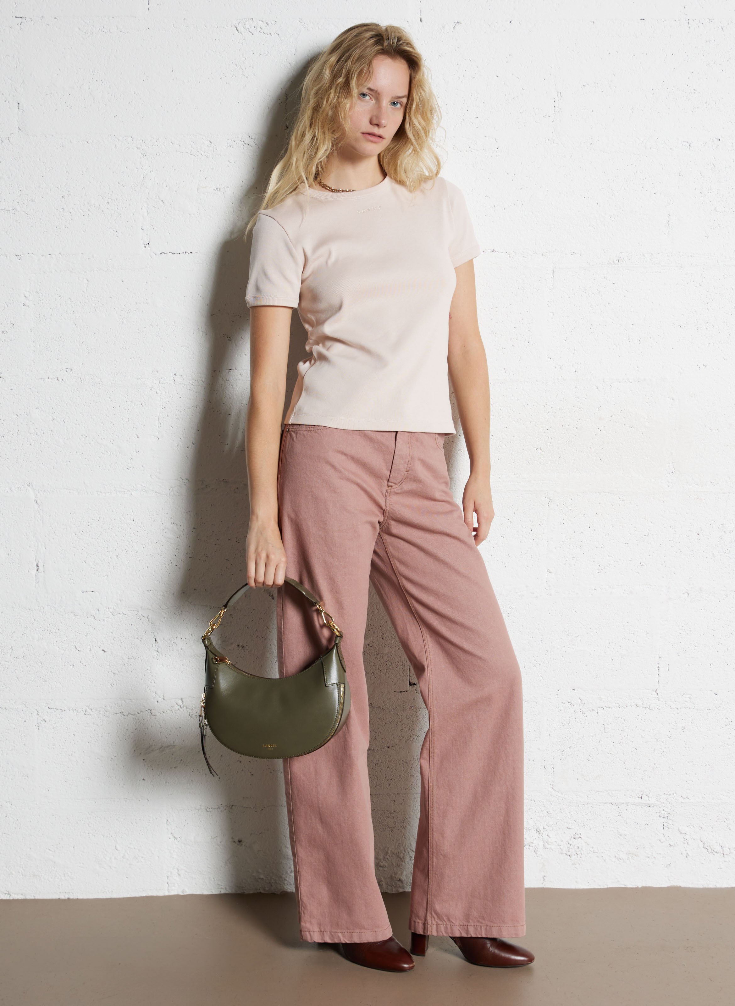 Sac bandoulière en cuir LANCEL Kaki