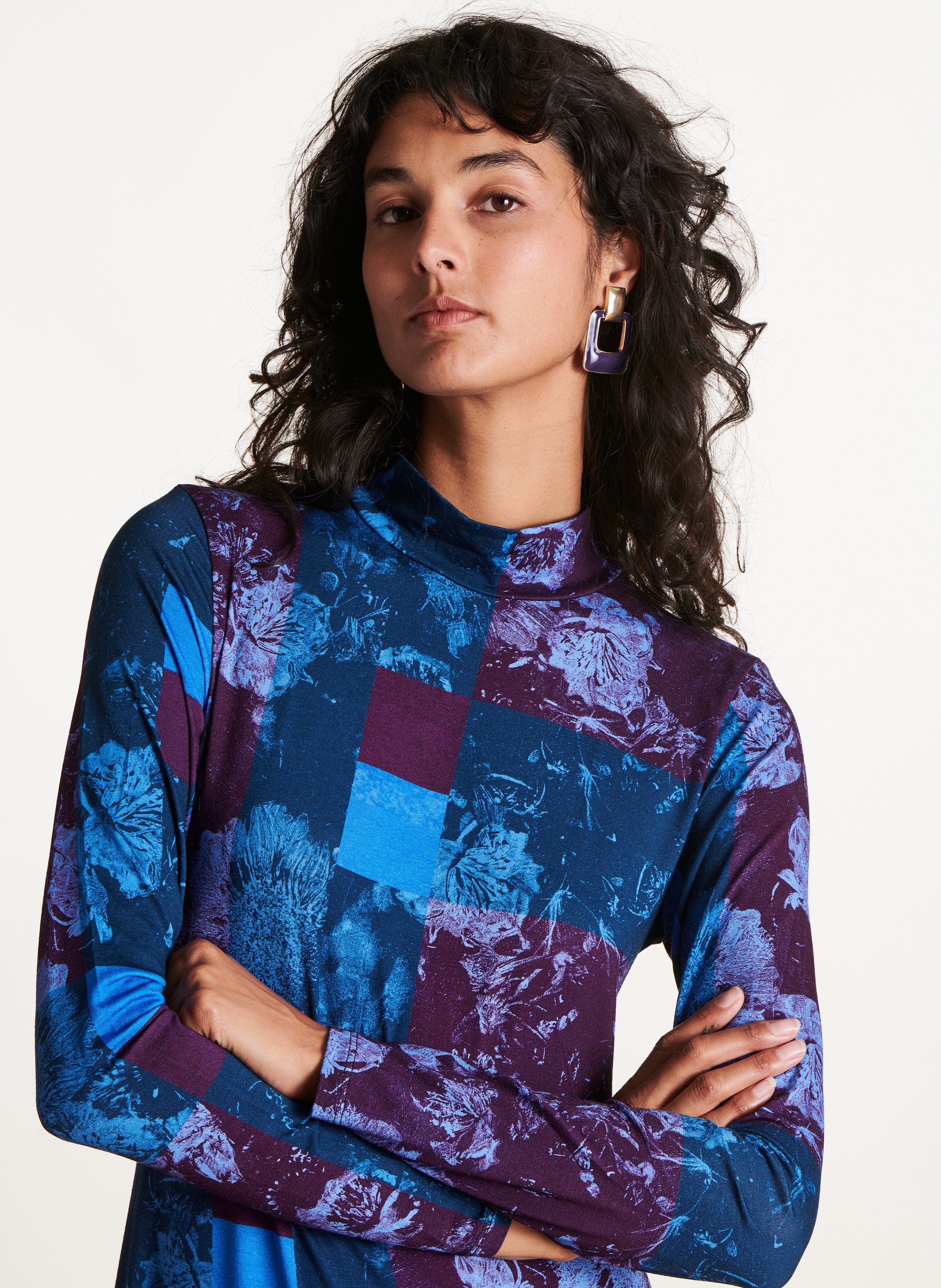 Robe midi col montant LA FEE MARABOUTEE Violet