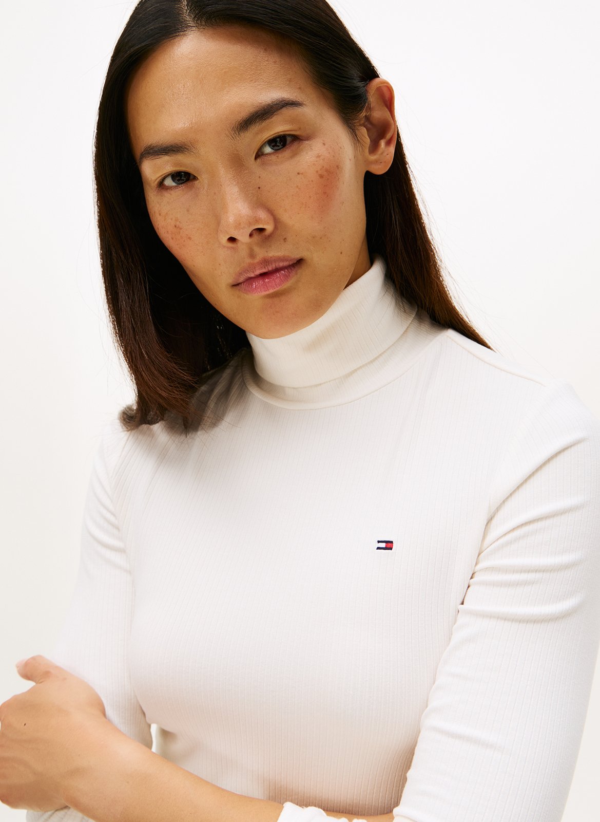 Tee-shirt col roulé à rayures TOMMY HILFIGER Blanc