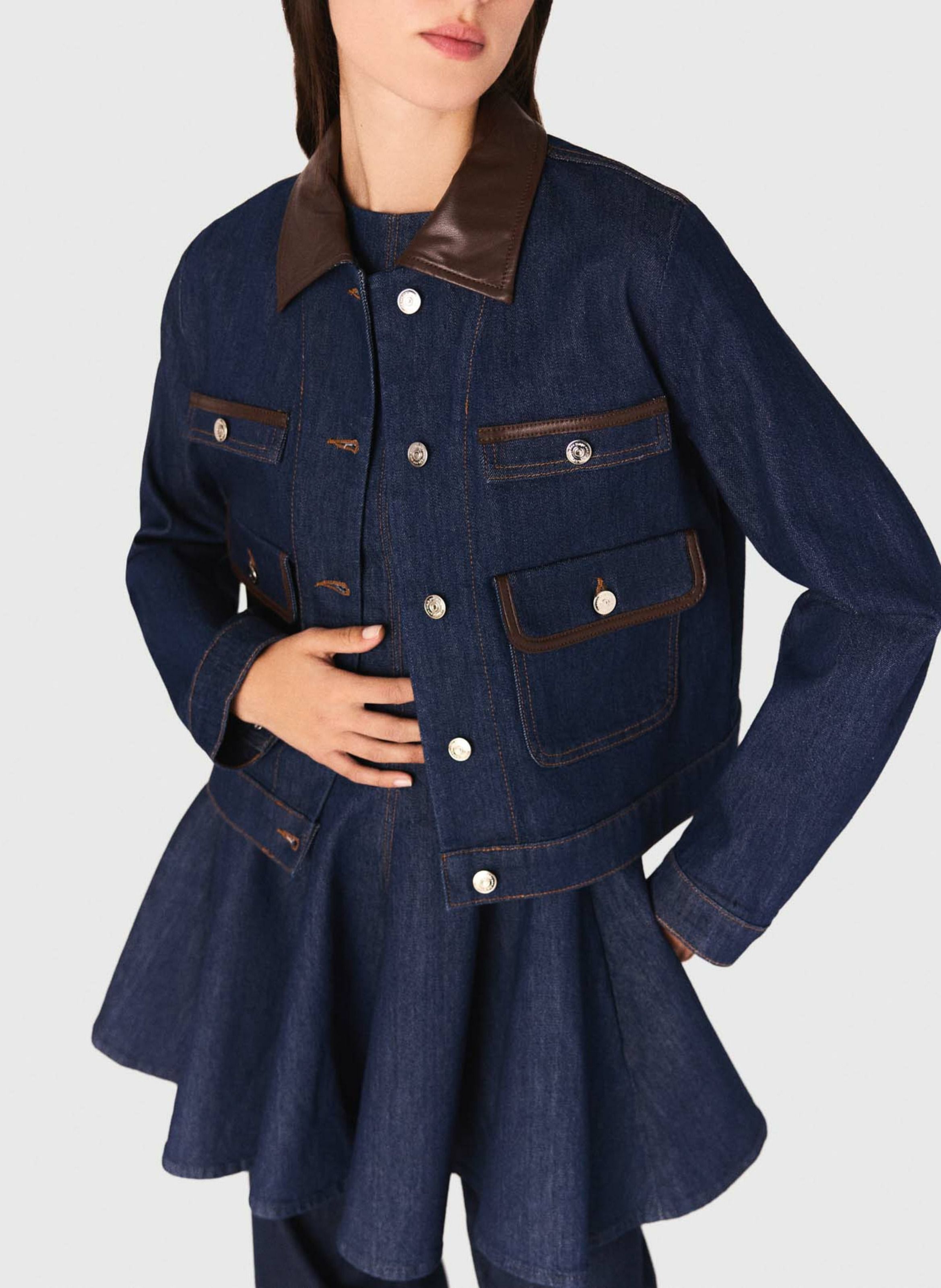 Veste en jean col classique MAJE Bleu