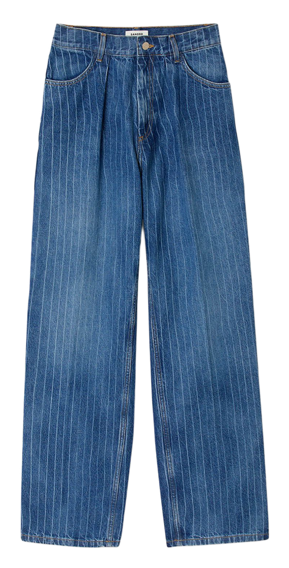 Jean large taille haute en coton SANDRO Bleu