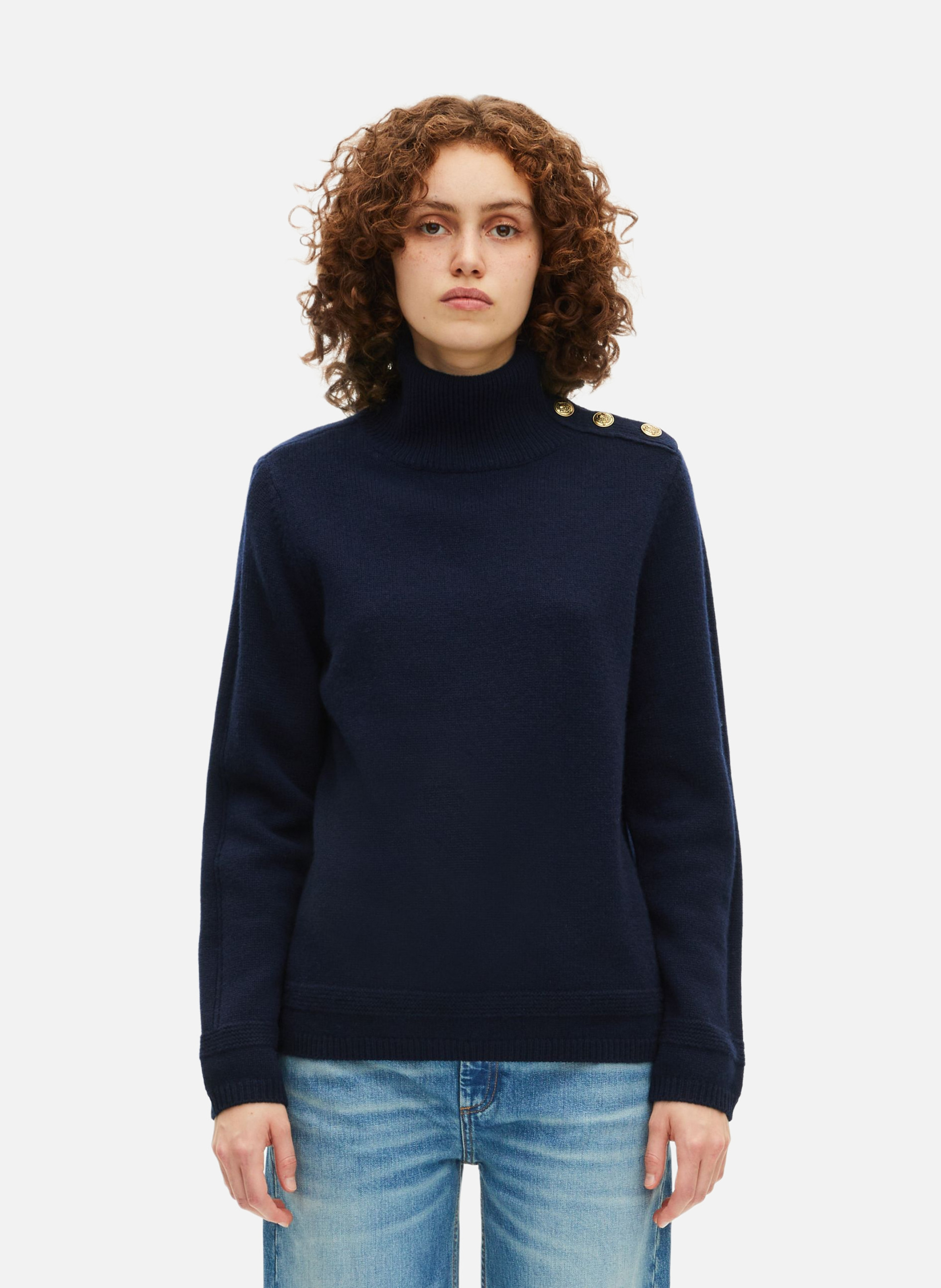 Boat-neck contrast-knit wool sweater  THE KOOPLES