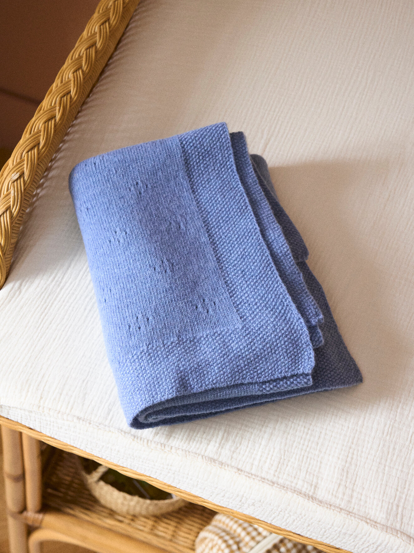 Pointelle plaid lambswool CYRILLUS Blue