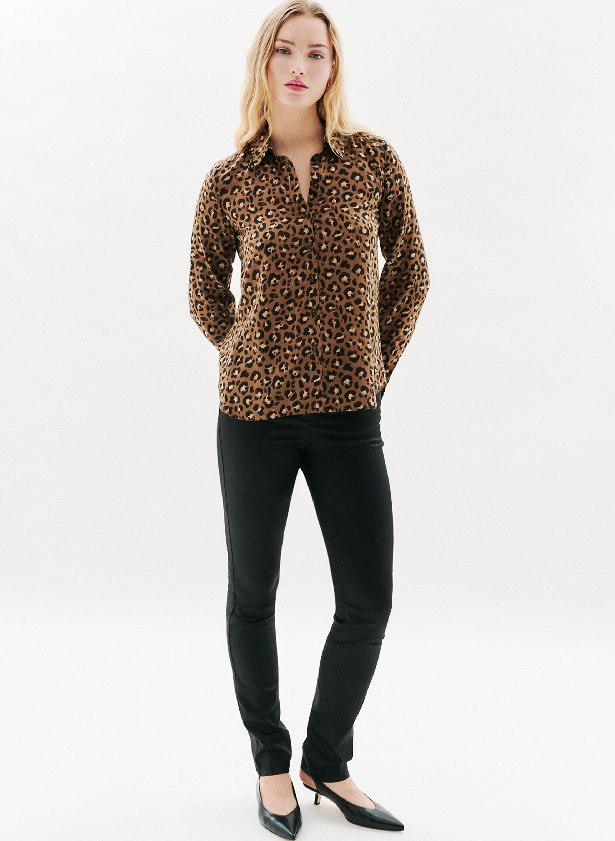 Chemise col classique imprimée CAROLL Beige