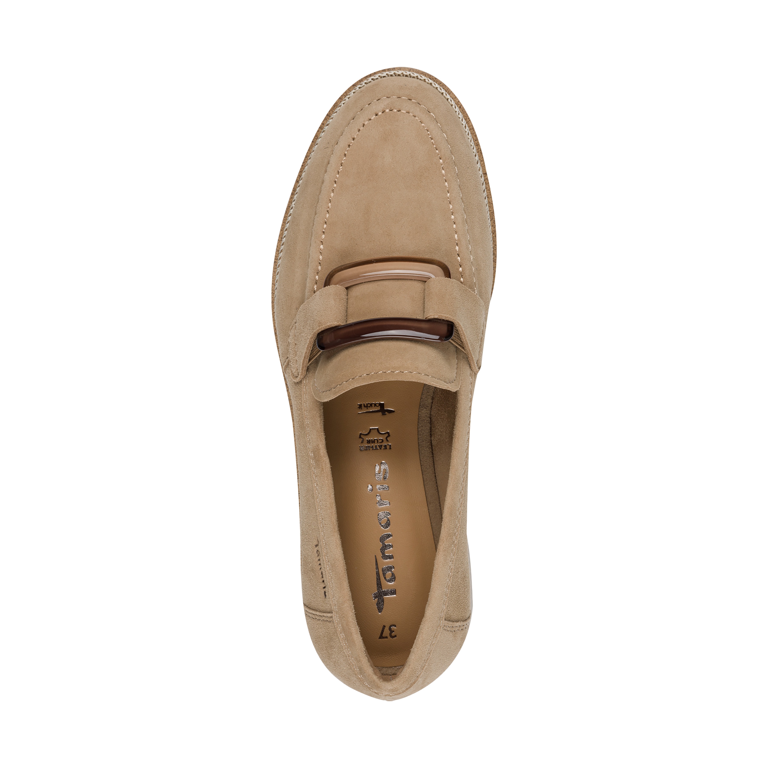 Leather moccasins TAMARIS Beige