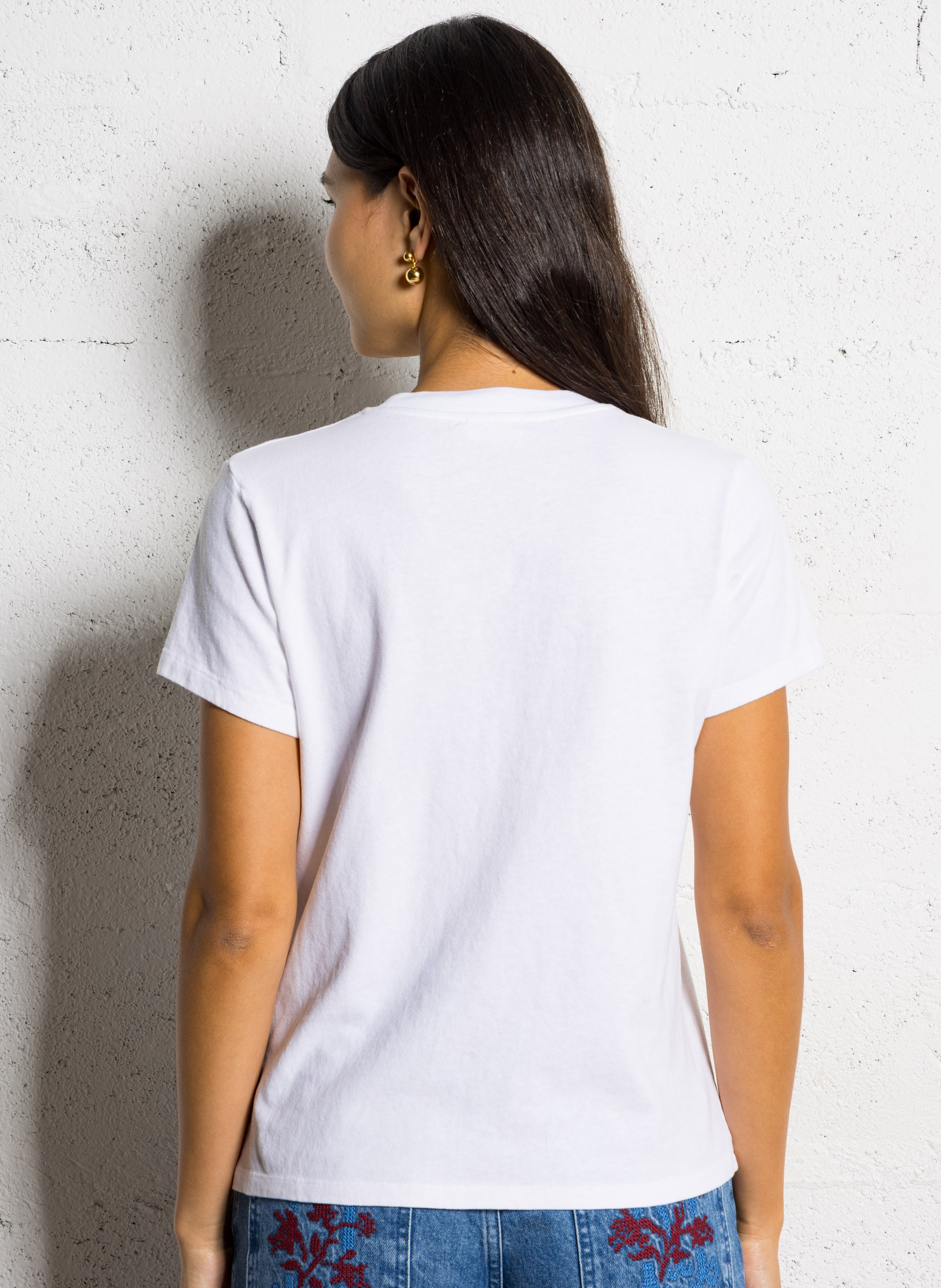 Tee-shirt droit col rond en coton AMERICAN VINTAGE Blanc